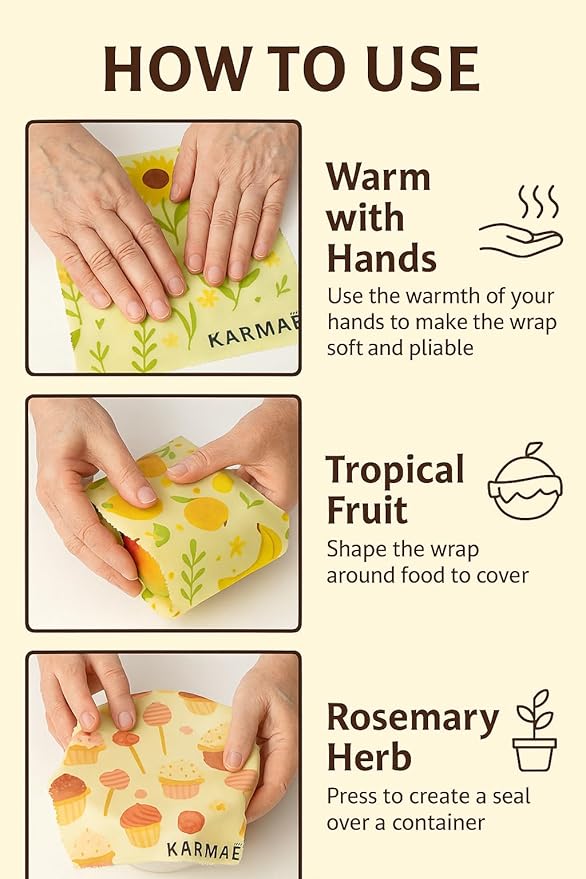 Reusable Beeswax Food Wraps – 3 Pack & Roll (16.9"-39") | Sustainable Eco-Friendly Wraps for Food Storage | Natural Beeswax Wraps with Seed Paper, Twine & Gift Packaging.