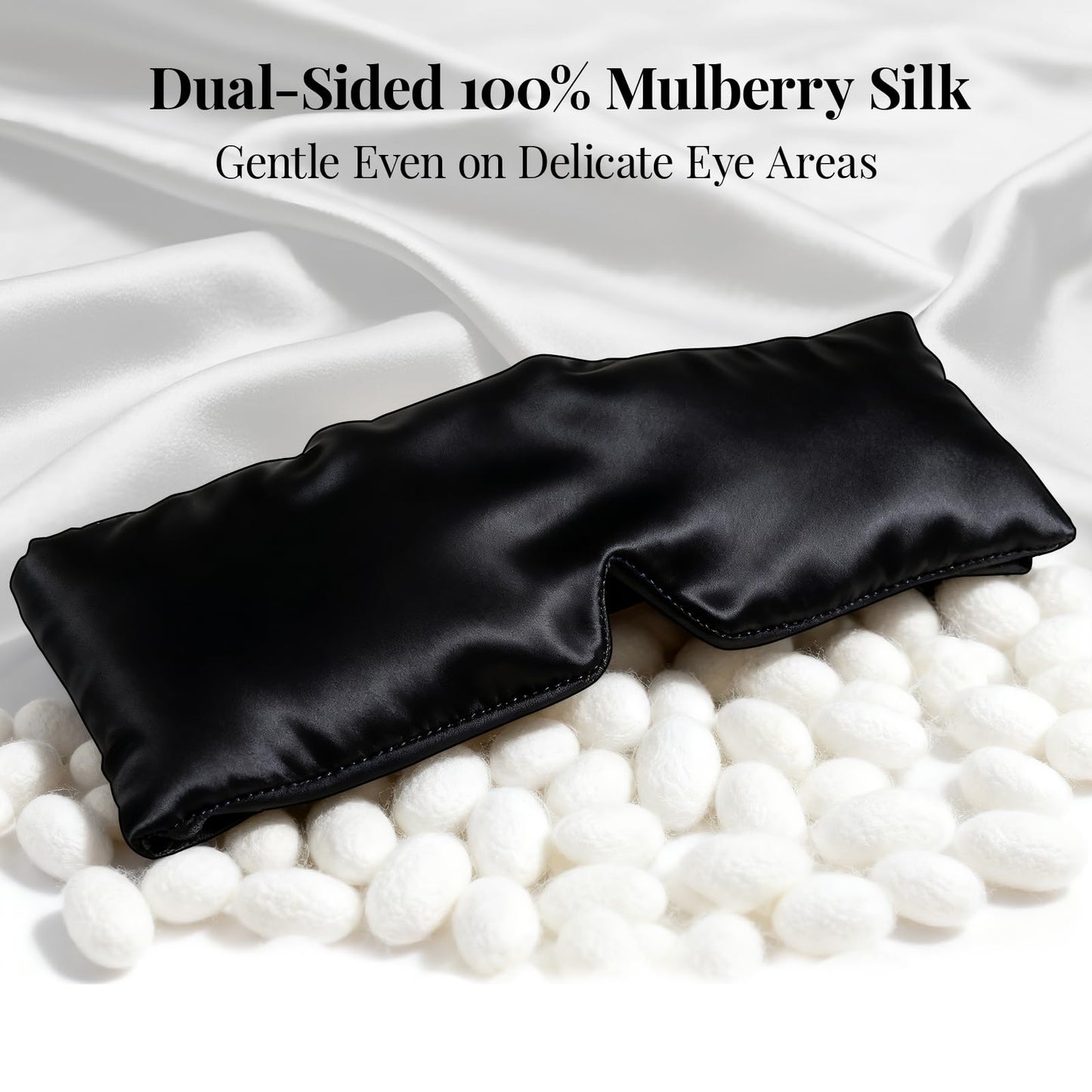 Silk Sleep Mask – 100% Mulberry Silk Eye Mask for Sleeping, Soft Slip Feel, Adjustable Headband, Blackout for Side Sleepers, Men & Women