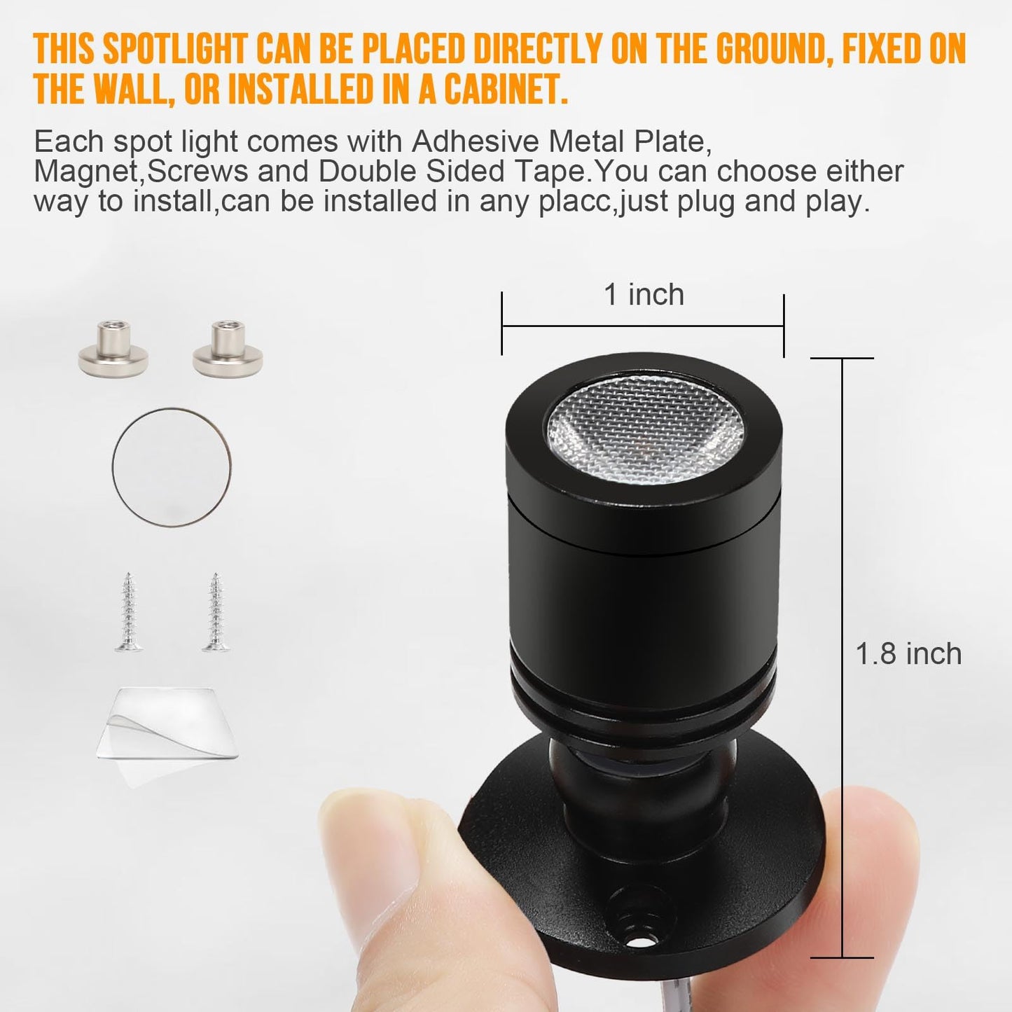 Taysing LED Spot Light Indoor Little Mini Spotlight Accent Lights for Display, Paintings, Pictures, Plants, Jewelry, Shelves, Cabinets, Posters, Showcase(SoftWhite 6 Pack Dimming&Timing)