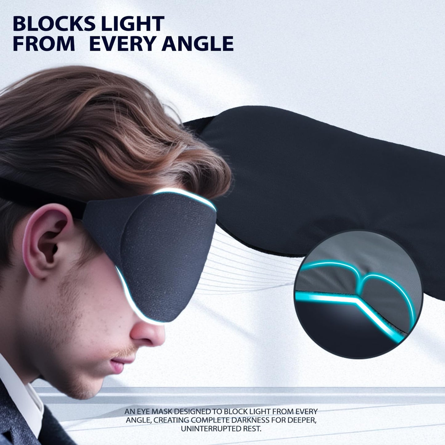 ZLZQER Cooling Cotton Eye Sleep Mask for Men & Women, Soft & Breathable, Pressure-Free Design for Side Sleepers, Adjustable Light Blocking Mask for Sleeping, Travel & Naps (Black)