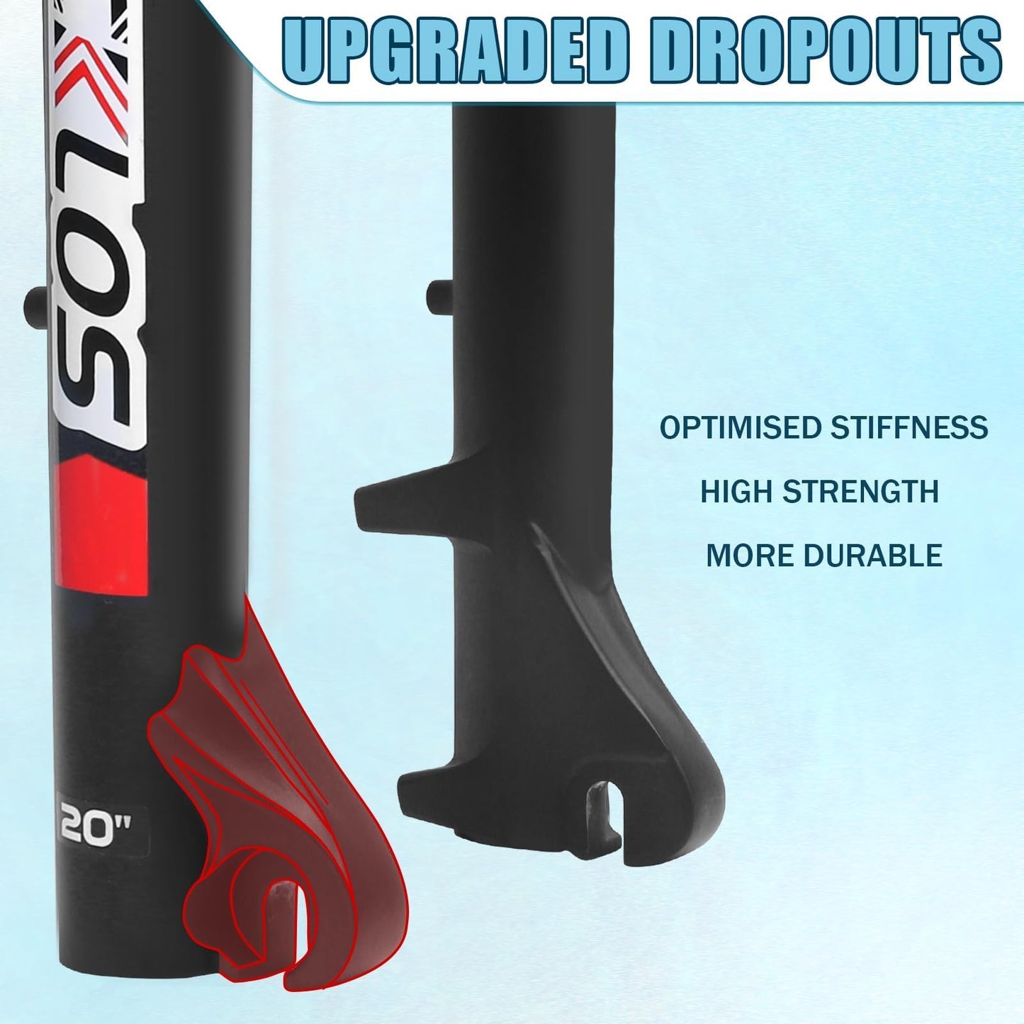 BUCKLOS 20 inch 4.0 Fat Tire Bike Suspension Fork, 180mm Travel 135mm Spacing Hub 9mm QR Ebike Oil MTB Fat Fork, Double Crown 1-1/8 Straight Electric Bicycle Front Fork, Snow Beach Mountain Bike