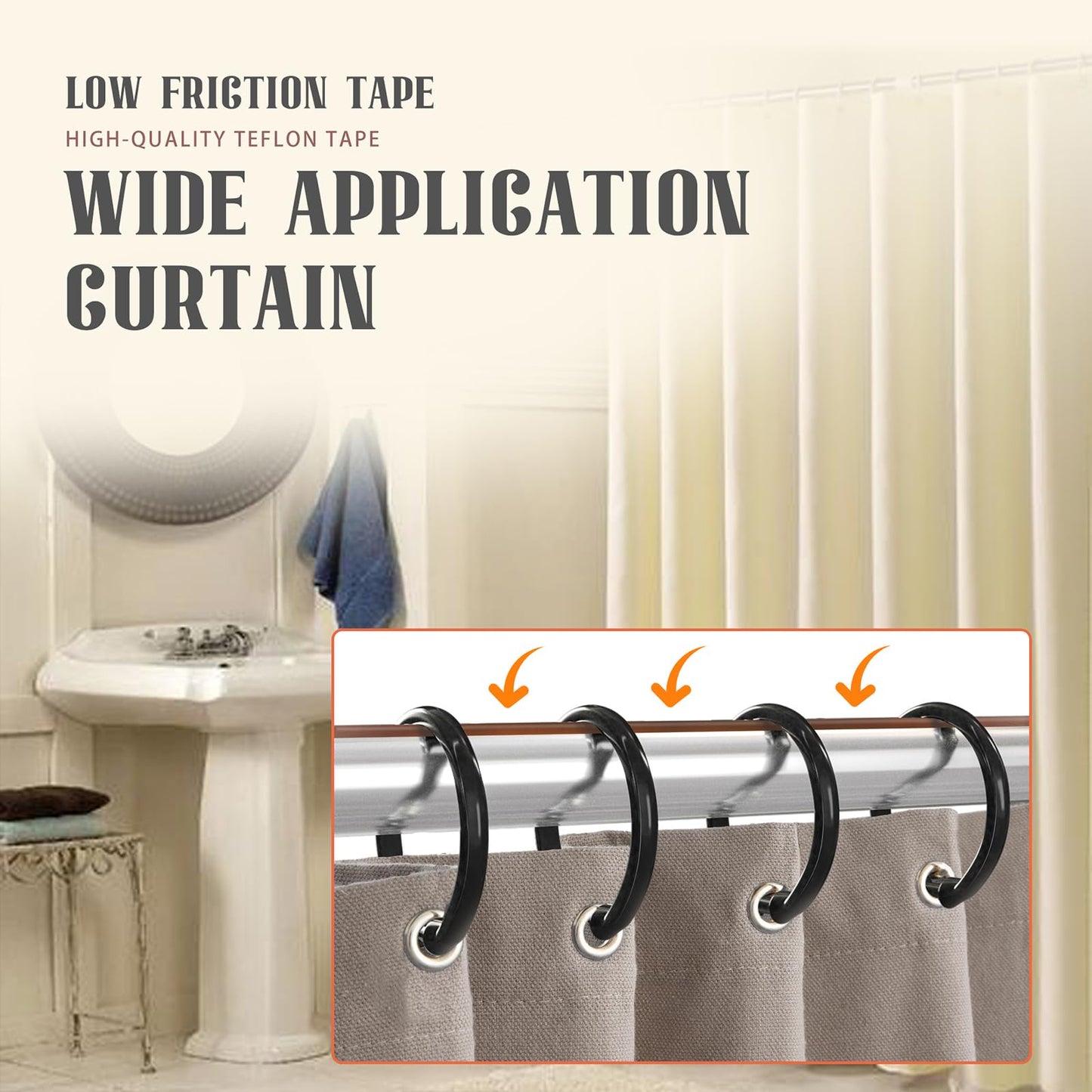 MEBMIK 2 Rolls 1/2 Inch x 33 Feet Low Friction Drawer Slide Tape - Squeak Resistant, Abrasion Resistant Surface Protection Tape for Wood, Cabinet, Curtain, Furniture,Brown