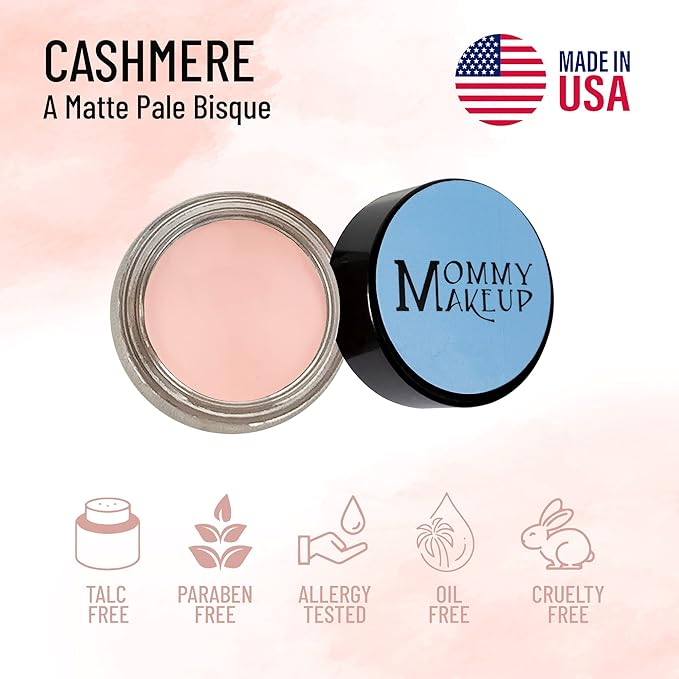 Mommy Makeup Any Wear Creme Eyeshadow - Waterproof, Crease-Proof, Long Lasting, High Pigment, Oil-free - Cream to Powder for Eyes, Cheeks & Lips (Cashmere)