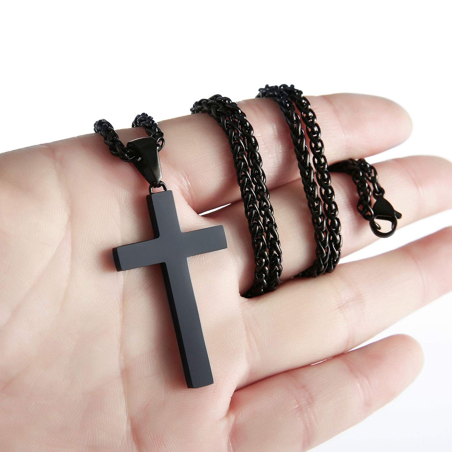 P. BLAKE Cross Necklace for Men, Stainless Steel Mens Cross Pendant Chain Christian Religious Jewelry Valentines Christmas Gifts