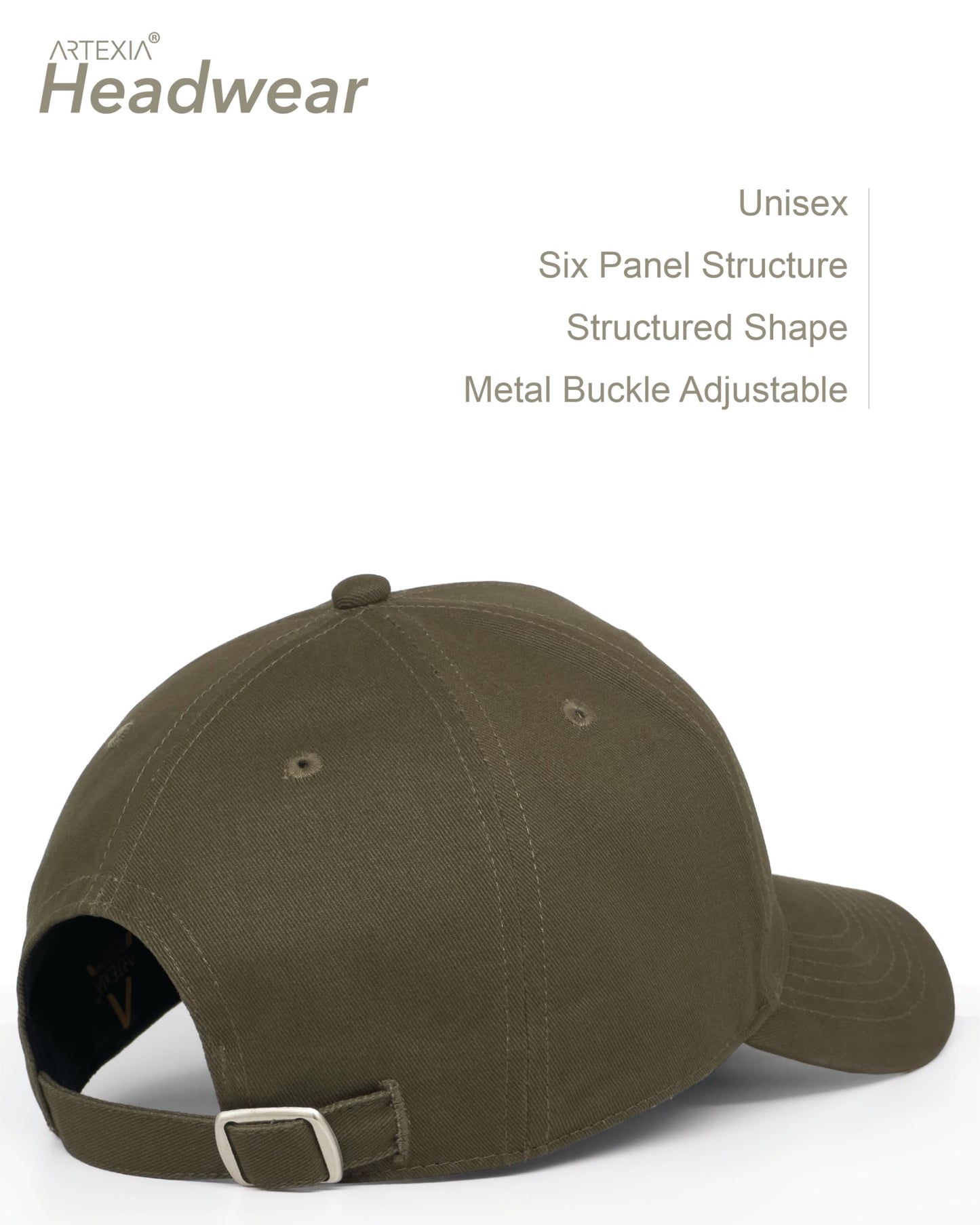 Artexia Men's Premium Cotton Cap - Women's Cap - Men's Baseball Cap Army Green