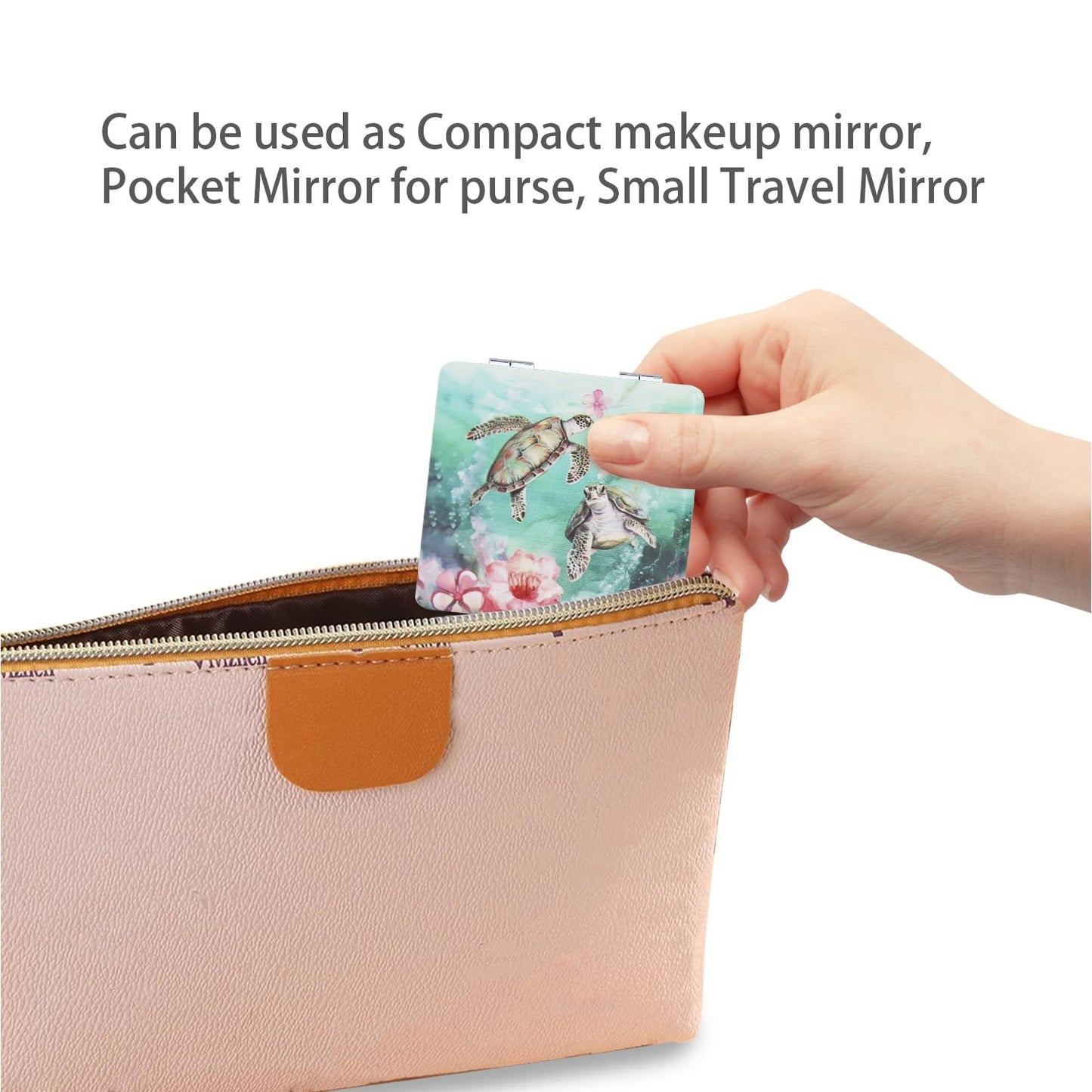 PDOZV Pocket Mirror for Women, 2 Pcs Square 2.8    PU Style Double Sided 1X/3X Mirror for Purse Travel Compact Mirror (MA01OP03)