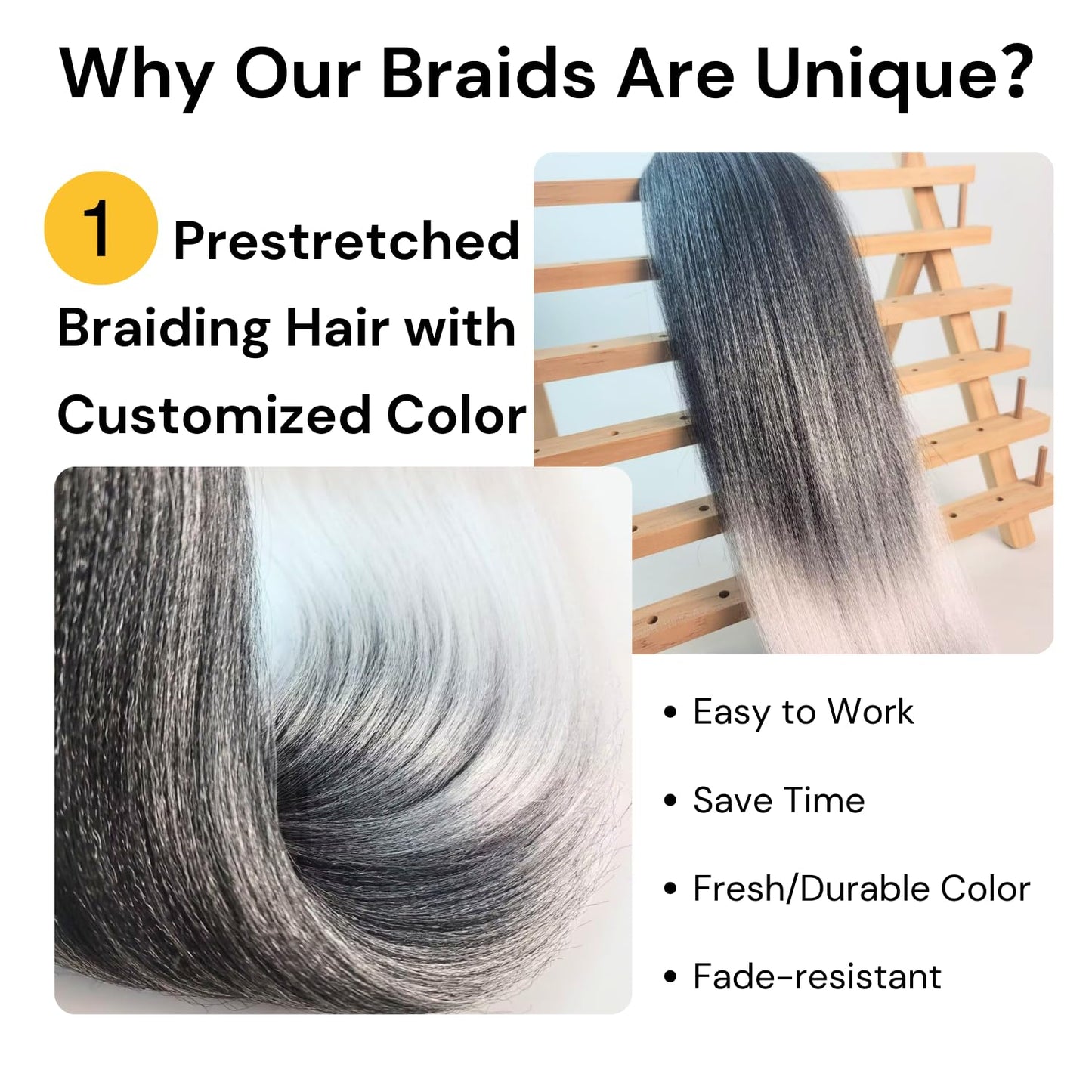 Ombre Blonde Braiding Hair ez braid pre stretched braiding hair Extensions for Knotless Box Braids 3 Packs