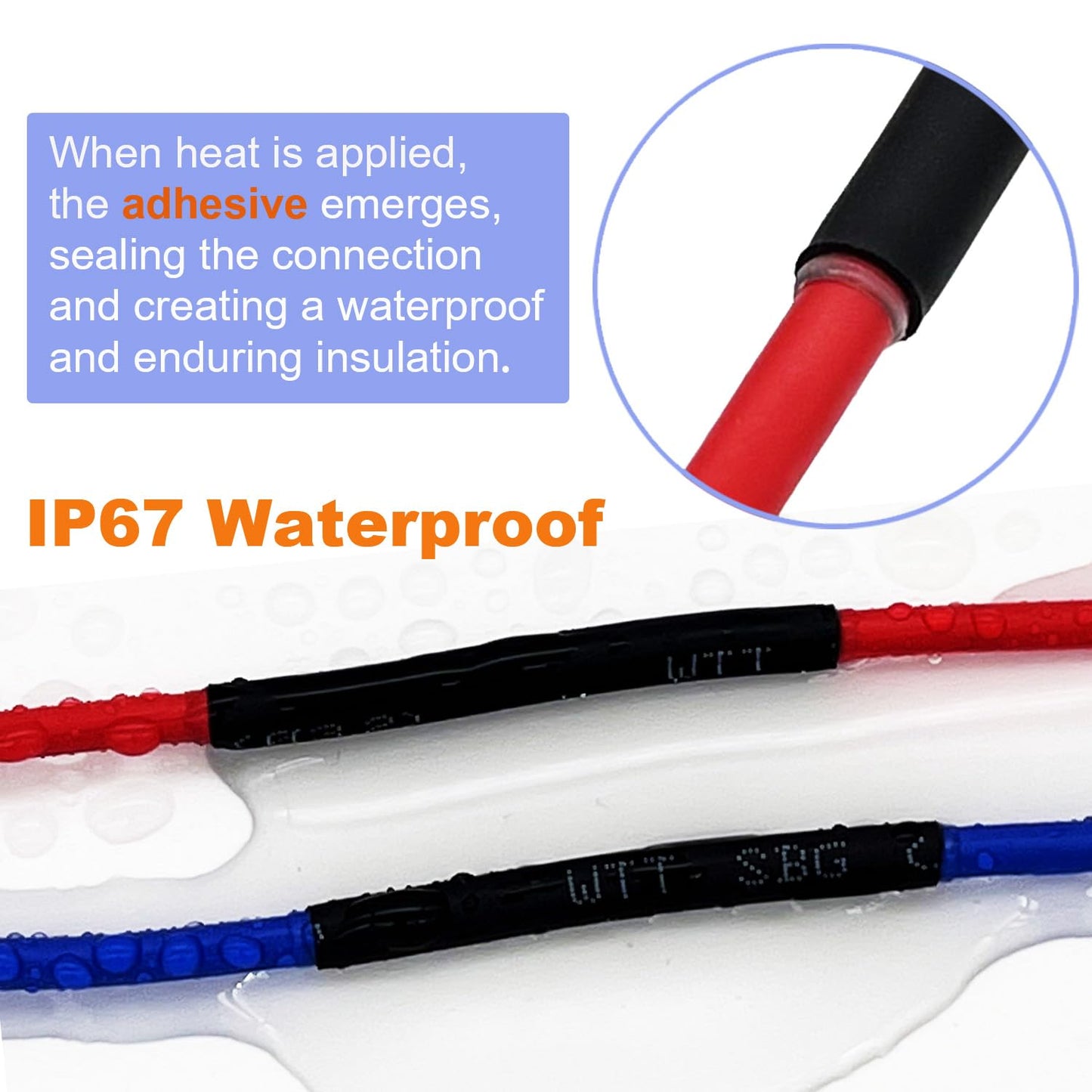 Twippo Heat Shrink Tubing Kit 355pcs - 3:1 Dual Wall Adhesive Lined - Electrical Waterproof Industrial Heat-Shrink Tubing Terminals- Marine Grade Wire Connector Shrink Wrap Tube - 3.15" Length - Black