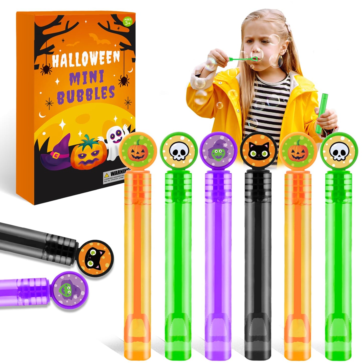 Halloween Goodie Treat Bag Stuffers Fillers for Kids 20 Pack, Mini Bubbles Party Favors Supplies for Toddlers, Non Candy Trick or Treat Trinkets, Halloween Classroom Toys Gifts Prizes for Boys Girls
