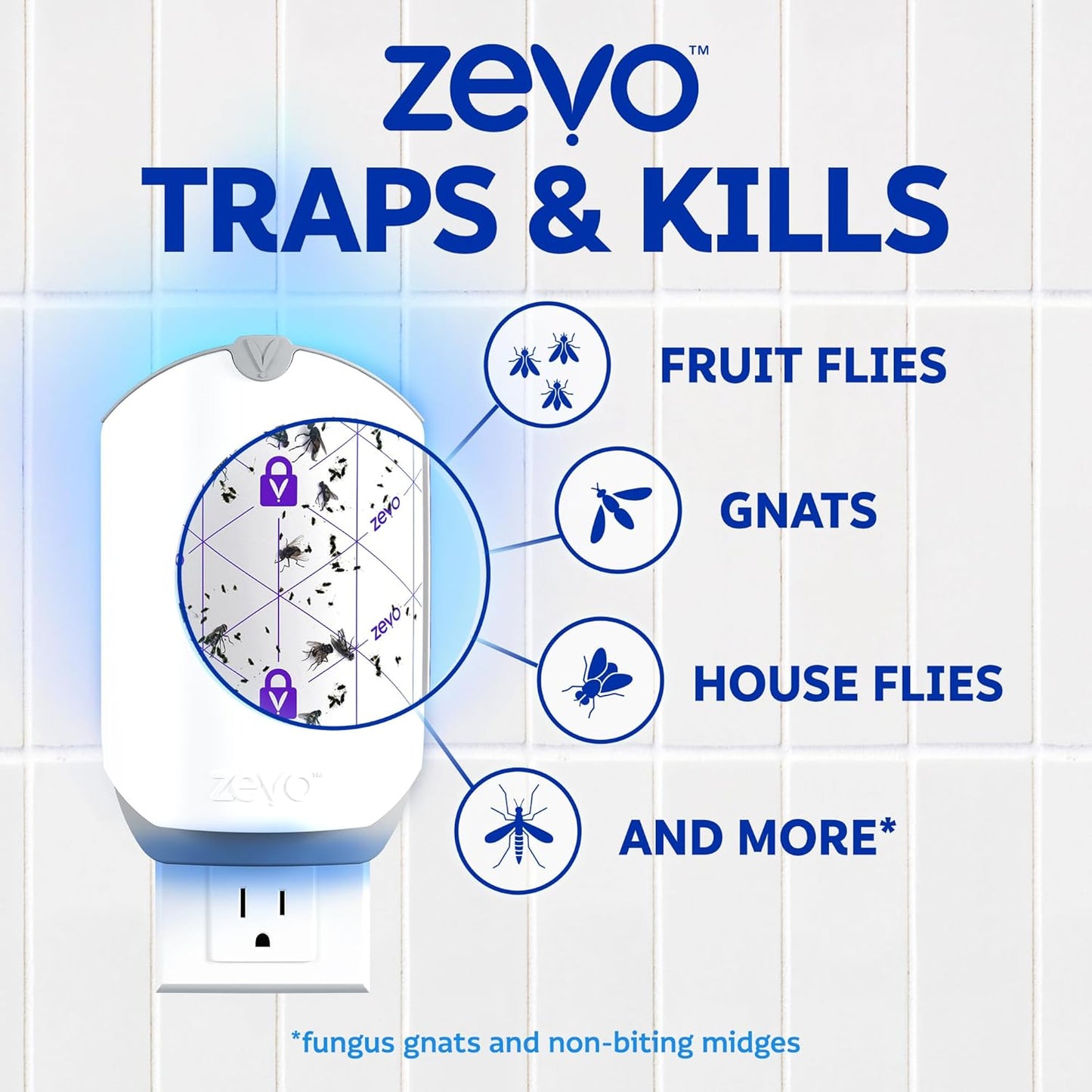 Zevo Flying Insect Trap Official Refill Cartridges - Fits Both Zevo Trap & MAX Indoor Fly Trap - Authentic Trap+Lock Technology to Catch Gnats, House & Fruit Flys (10 Official Refill Cartridges)