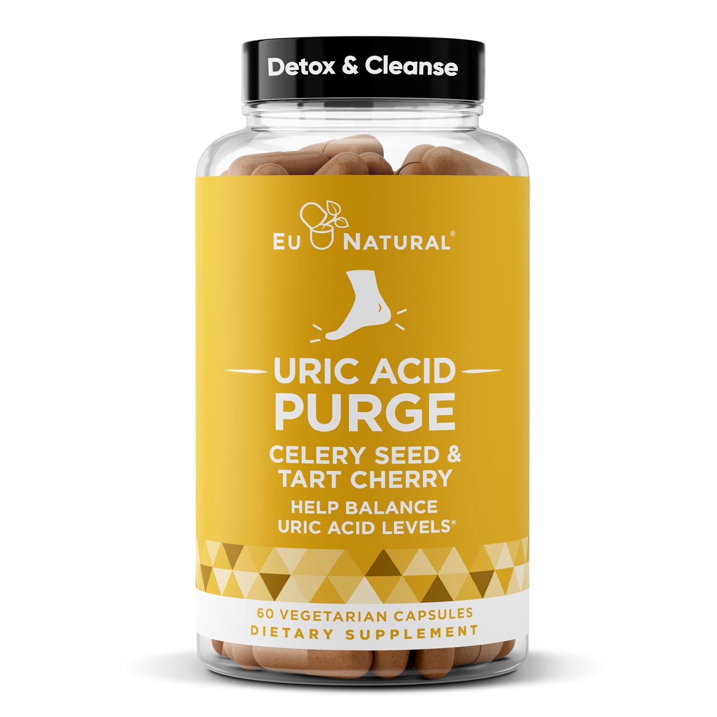Eu Natural Purge Uric Acid Flush - Eat & Drink What You Want - Uric Acid Support for Joints & Mobility with Celery Seed, Tart Cherry & Chanca Piedra - 60 Vegetarian Capsules