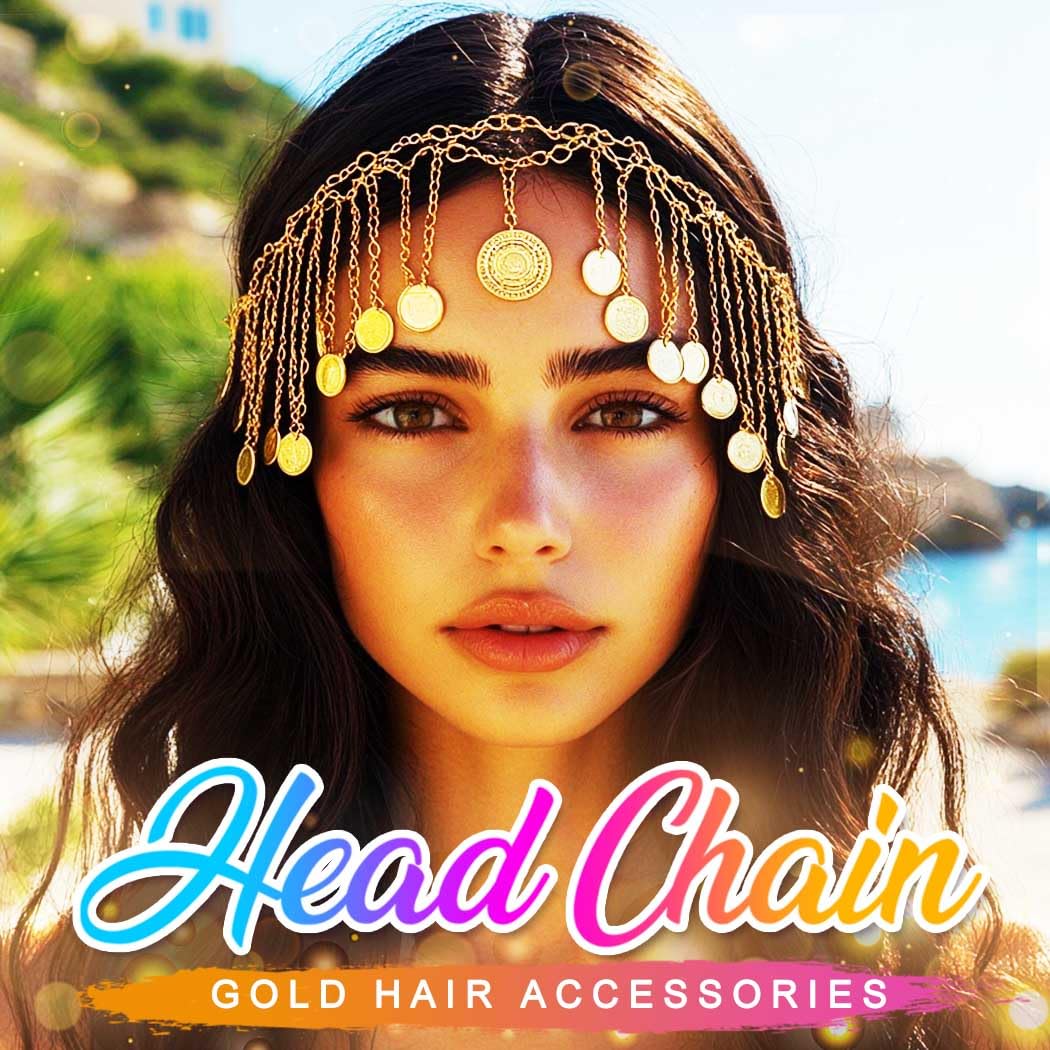 Kilshye Gold Head Chain Sequin Tassel Headpiece Hair Chains Festival Costume Headband for Women