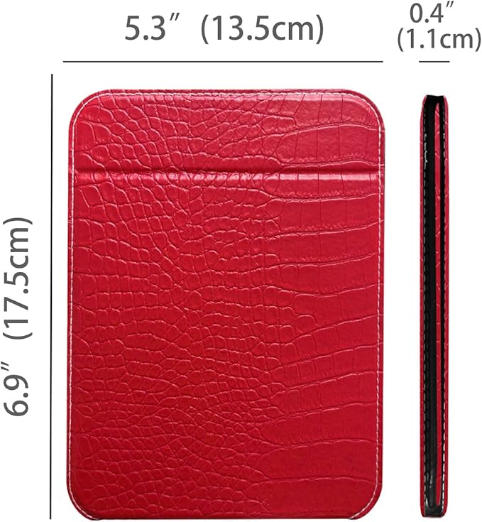 Red Foldable Desk Mirror, 5.3×6.9” Adjustable Angle Rounded Rectangle PU Edge Covering Travel Mirror with Stand (MRed)