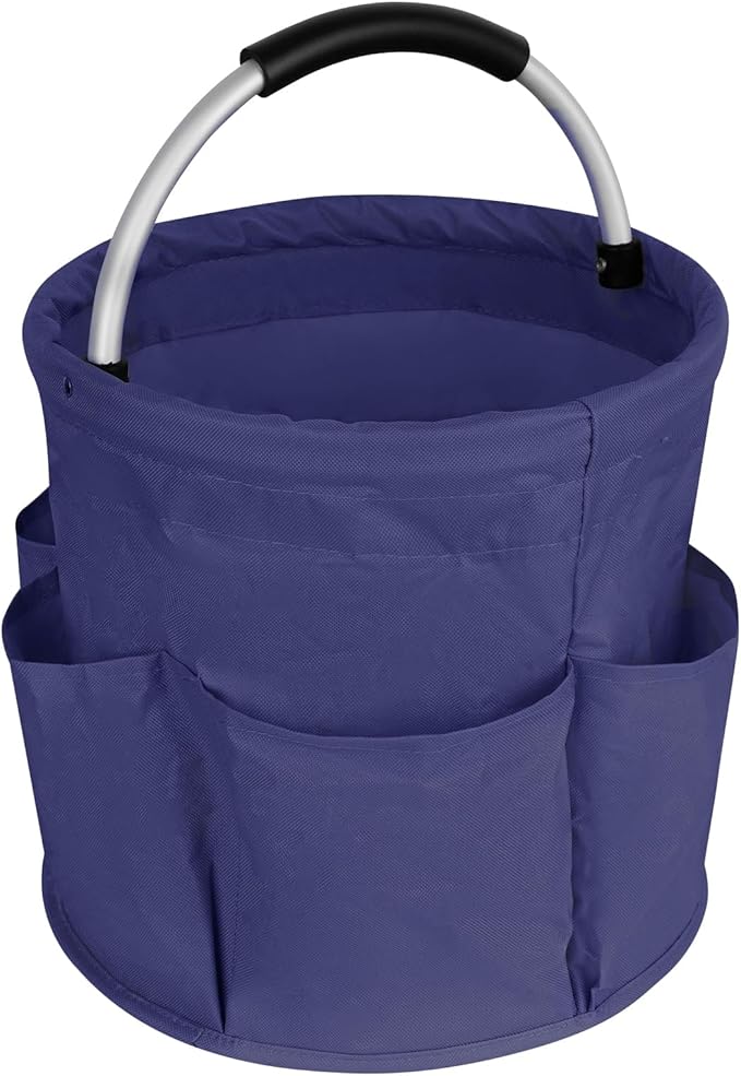 Cleaning Caddy with Handle, 17L Gardening Bucket, Cleaning Supply Caddy, Foldable Tool Storage Basket for Storing Towels (Dark Blue)