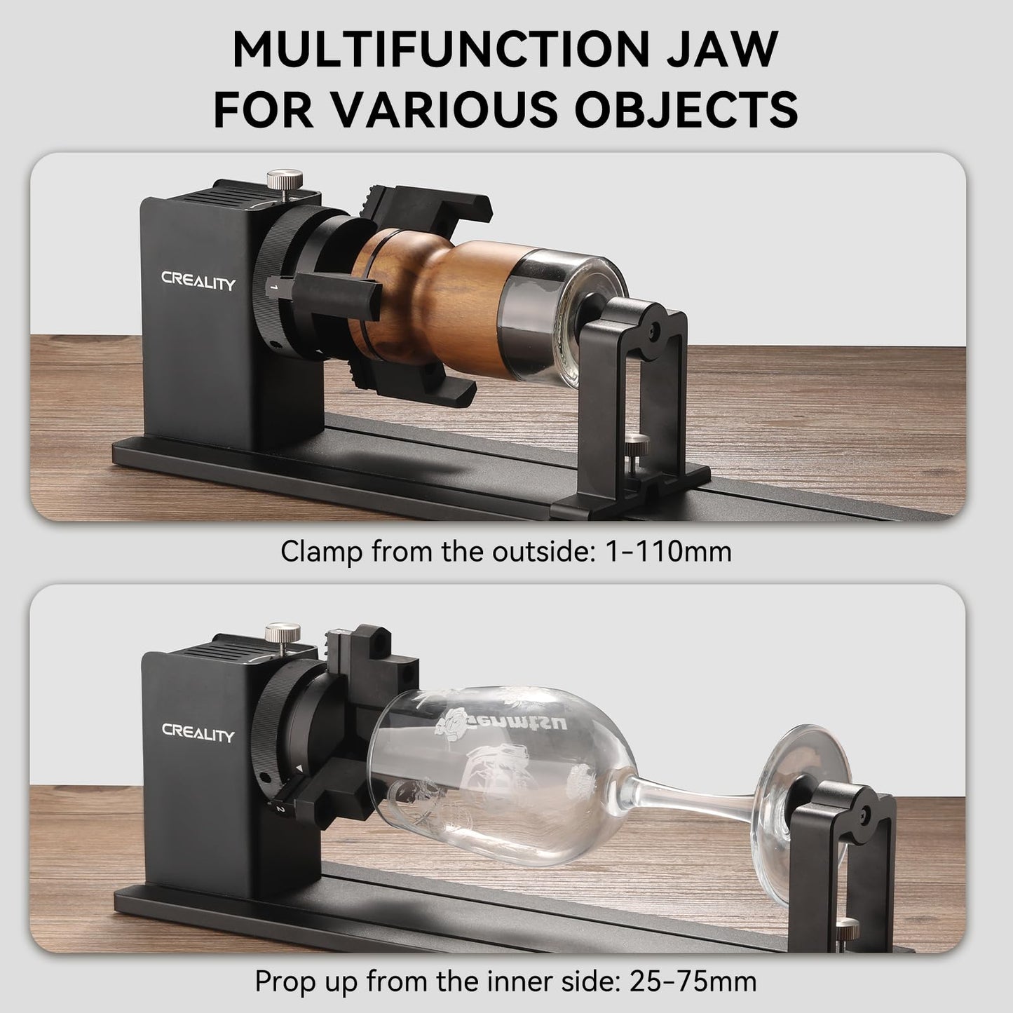 Creality Laser Rotary Roller Pro, 4-in-1 Y-axis Rotary Chuck for Creality Falcon Series Laser Engravers, Includes M6 Riser for Falcon A1, Multi-Function Rotary Kit with Goggles for Cylindrical Objects