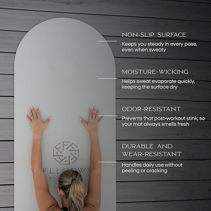 FFLLOOWW Body & Soul Non-Slip Yoga Mat, 4.5mm Natural Rubber Exercise Mat with Carry Strap – Anti-Sweat, Eco-Friendly Mat for Yoga, Pilates, Home Workouts