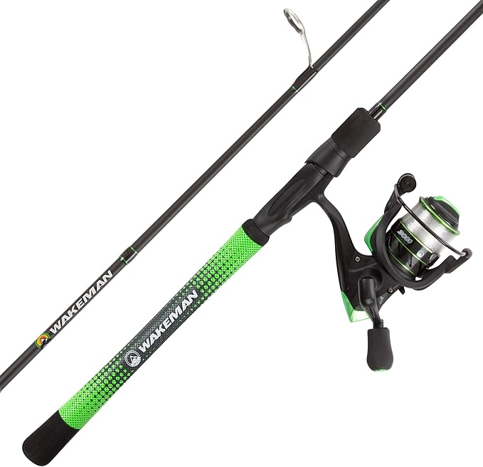 Fishing Rod and Reel Combo - Carbon Pole with Pre-Spooled Spinning Reel and Golf Grip Handle for Bass, Trout, Salmon, or C...