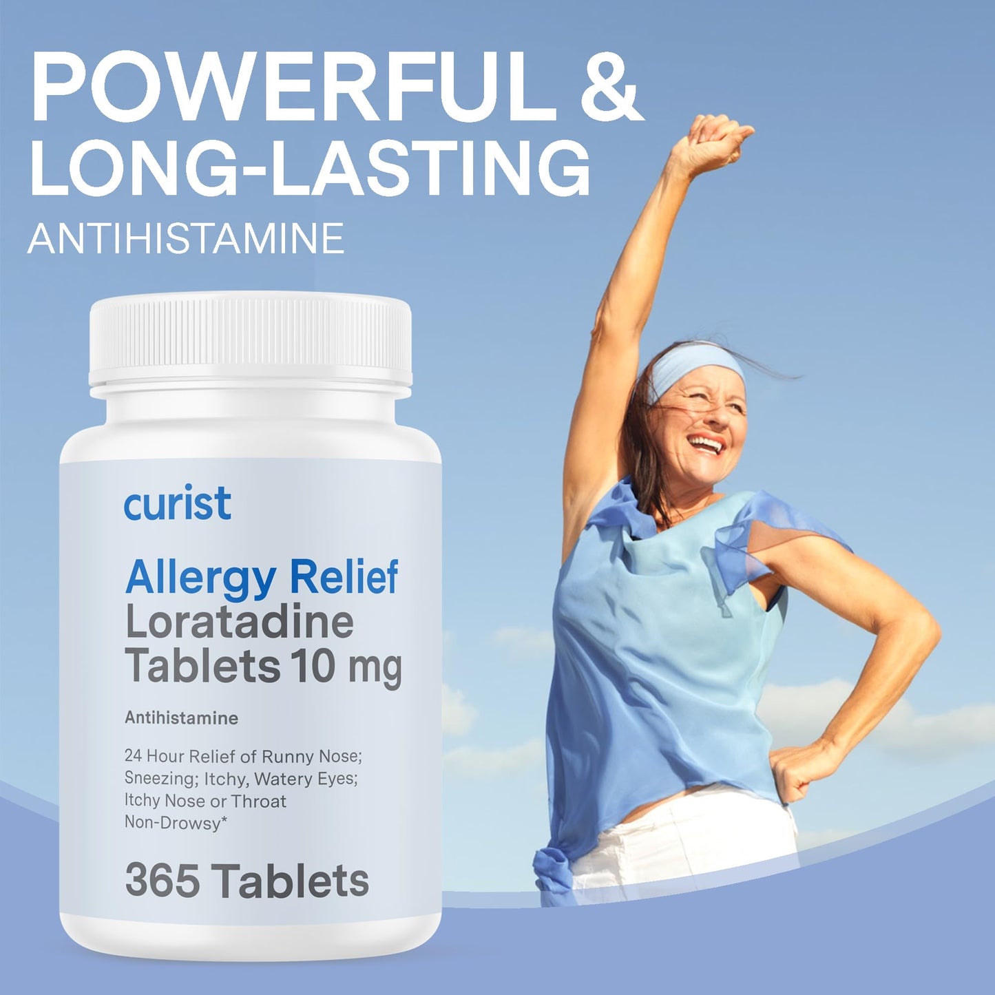 Curist Loratadine 10mg 730 Count (2 x 365 Tabs) All Day Non Drowsy Allergy Medicine - 24 Hour Antihistamine Tablets for Runny Nose, Itchy Eyes, Sneezing - Indoor & Outdoor Allergy Medicine for Adults