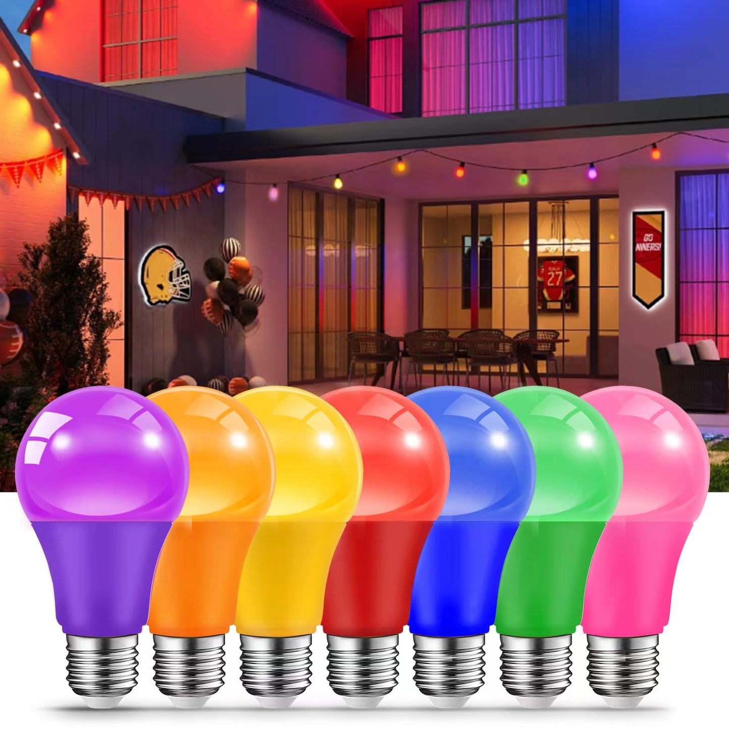 JAHEKS LED Pink Light Bulbs for Outdoor Indoor, 9W(60W Equivalent) E26 Base Pink Bulb for Christmas, Halloween,Wedding,Party,Bar,Porch,Holiday Lighting,Home Decor, 2-Pack