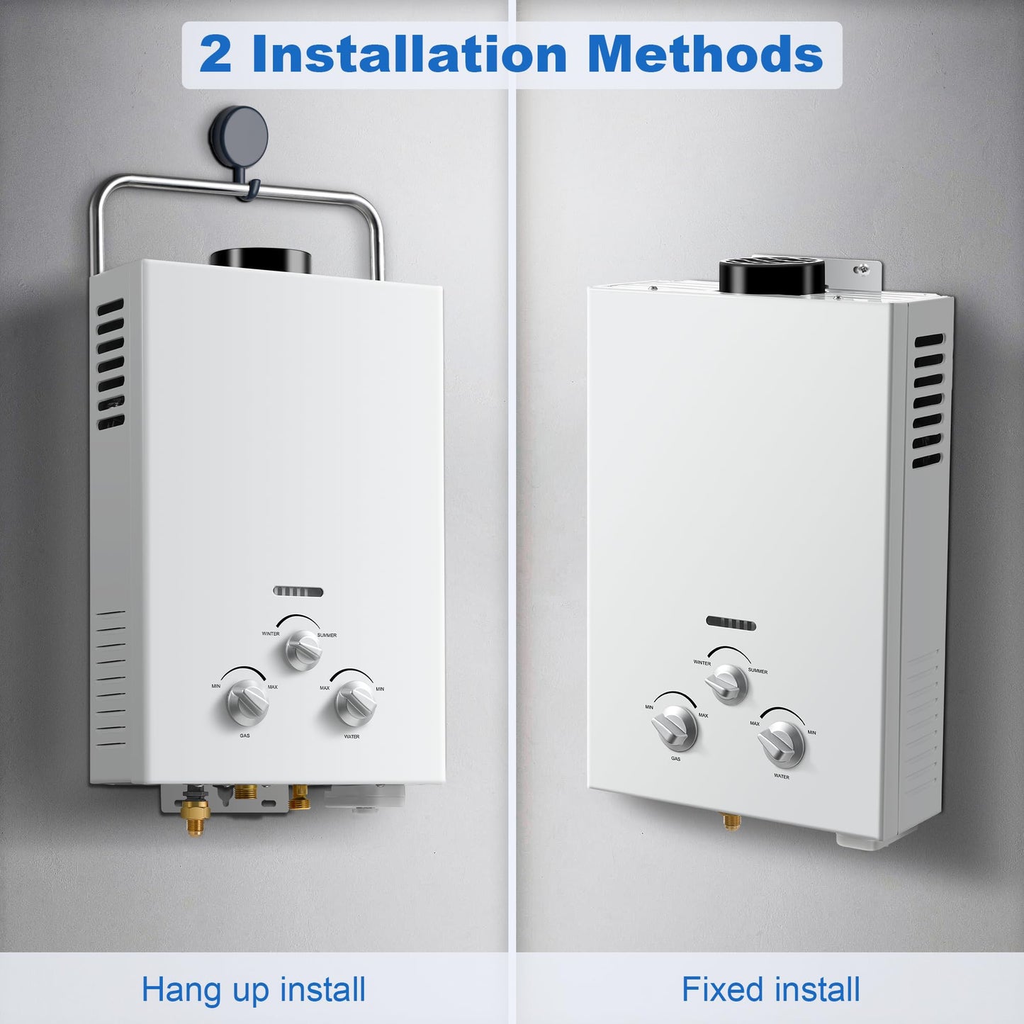 Outdoor Propane Tankless Water Heater - 6L 1.58 GPM Portable Gas Water Heater with Handle & Overheating Protection, Instant Hot Water for RV Cabin Camping Boat Barn