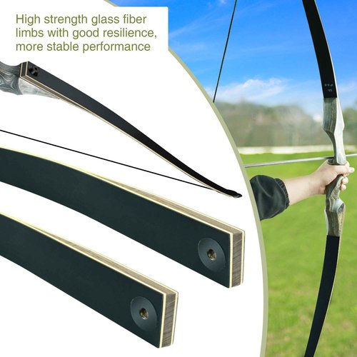 Black Hunter Takedown Longbow, GLURAK 60" Wooden Archery Bow Hunting Bow - Left Hand Bow for Beginner Training Practice, 55lb