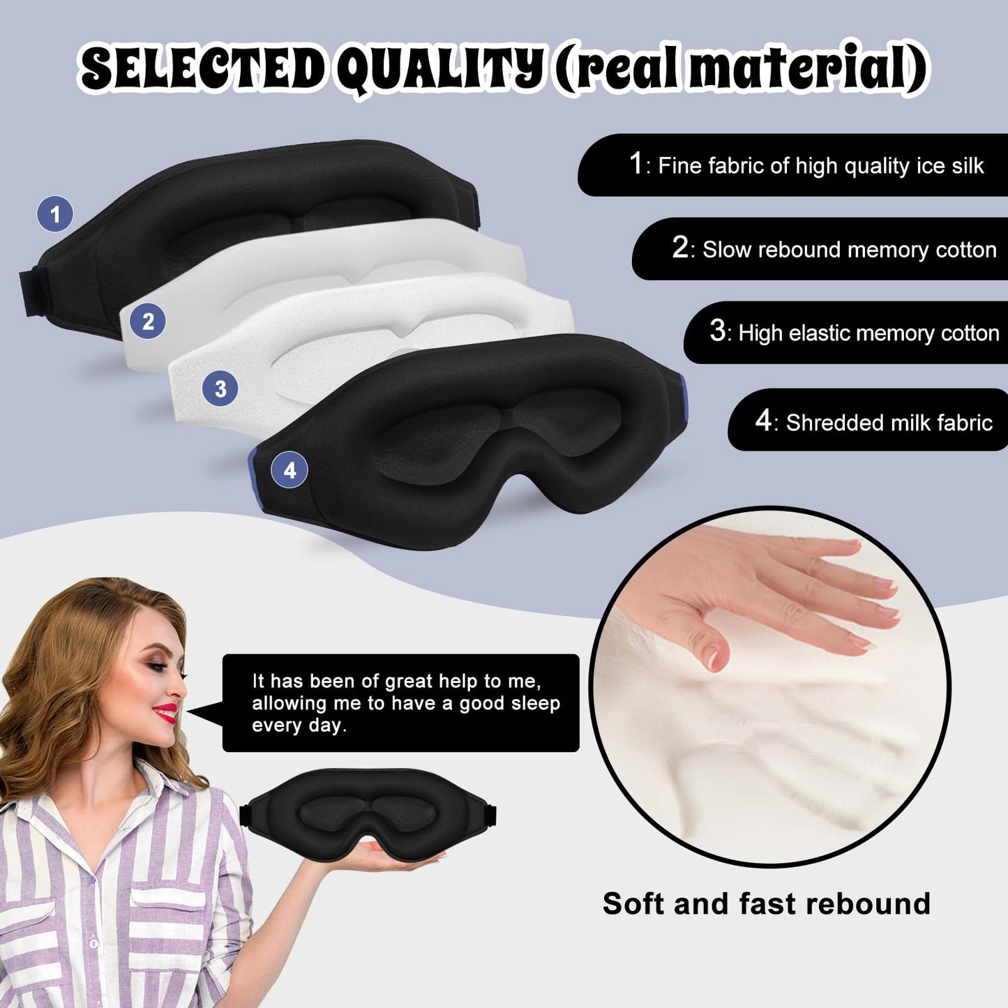 Clbxzwc 3D Advanced Eye Mask for Sleeping，Ultra Delicate Soft Skin Friendly Eye mask，100% Blackout Sleep Eye Mask for Sleep, Eyelash Extension Sleep mask