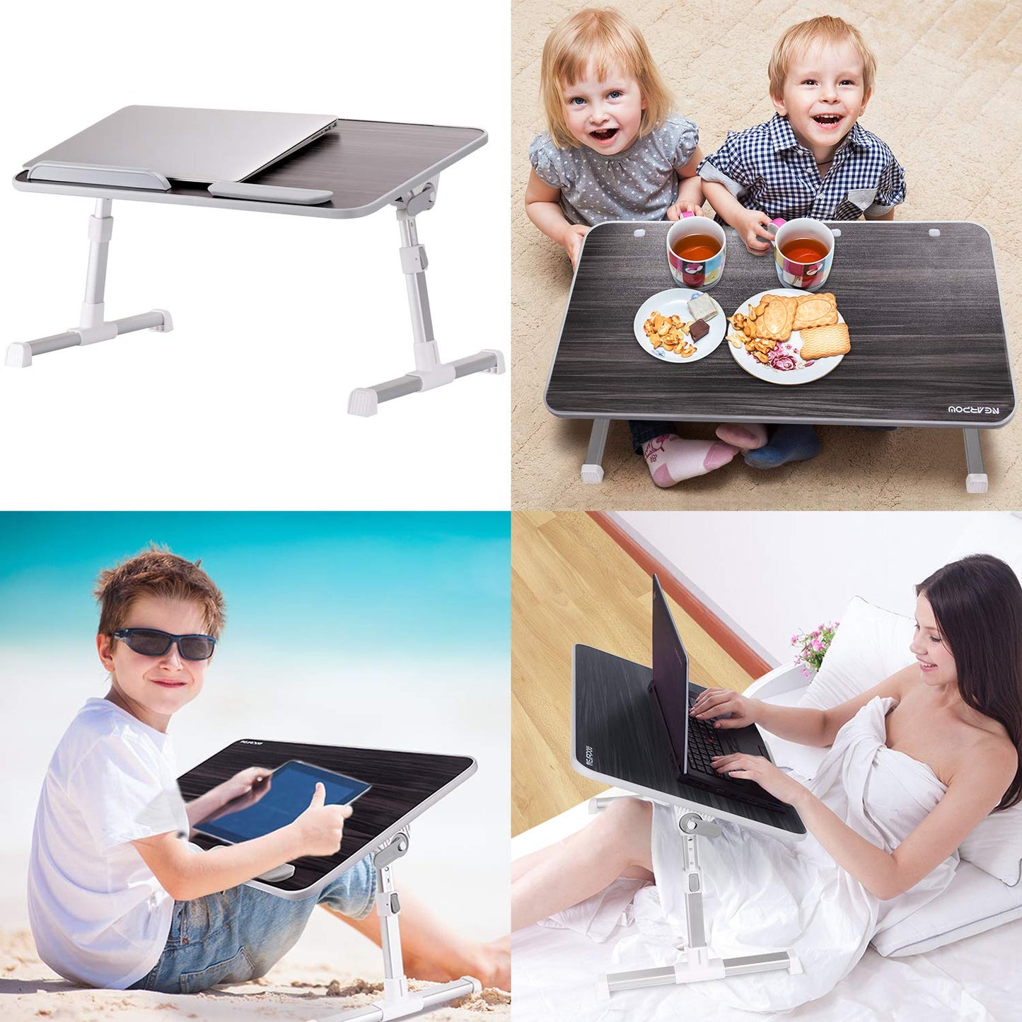 Laptop Bed Tray Table, Nearpow (Larger Size) Adjustable Laptop Bed Stand, Portable Standing Table with Foldable Legs, Foldable Lap Tablet Table for Sofa Couch Floor - Large Size