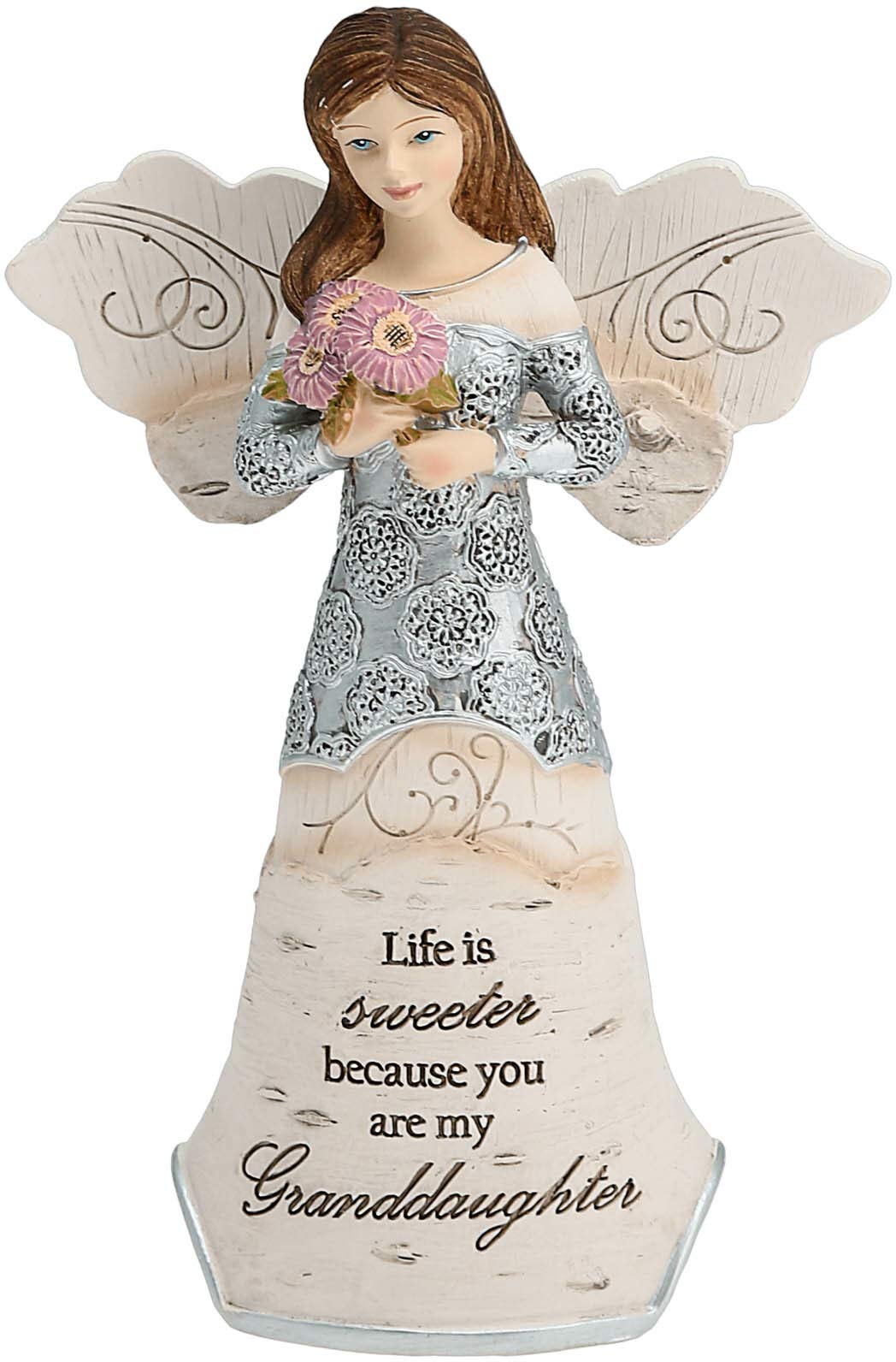Pavilion Gift Company 82349 Granddaughter Angel Figurine, 5-1/2-Inch, Silver