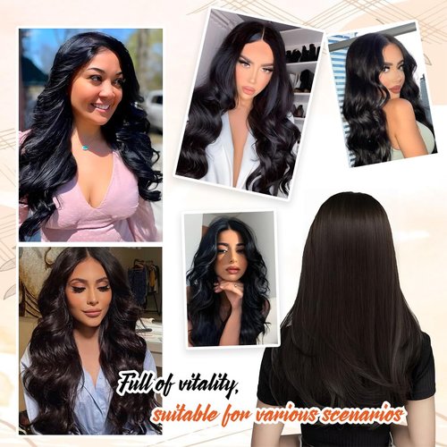 Invisible Wire Hair Extensions Real Human Hair - 20 Inch 80G Natural Black Transparent Fish Line Clip-Ins Hair Piece, 100% Remy Human Hair Extensions for Women