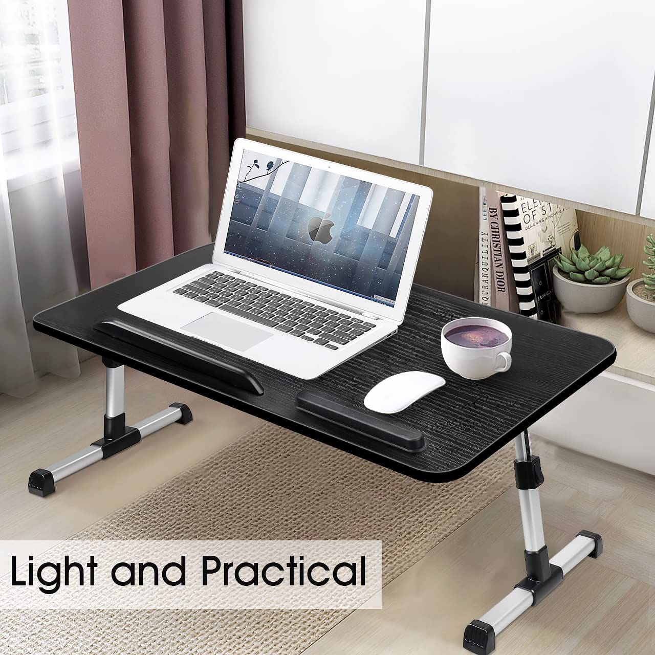 AirOpen Laptop Desk for Bed, Adjustable Height and Angle, Lap Desk with Tablet Stand and Drawer, Fits Laptop up to 17.3", Stand for Bed, Couch, Floor (23.6" x 13.4", Black)