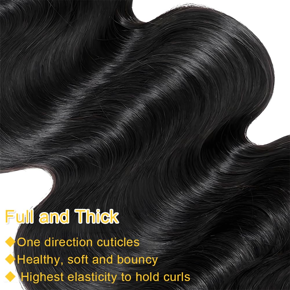 Asxdovig 12A Human Hair Bundles 20 Inch Body Wave Bundles Human Hair 100% Unprocessed Brazilian Virgin Hair Real Natural Black W