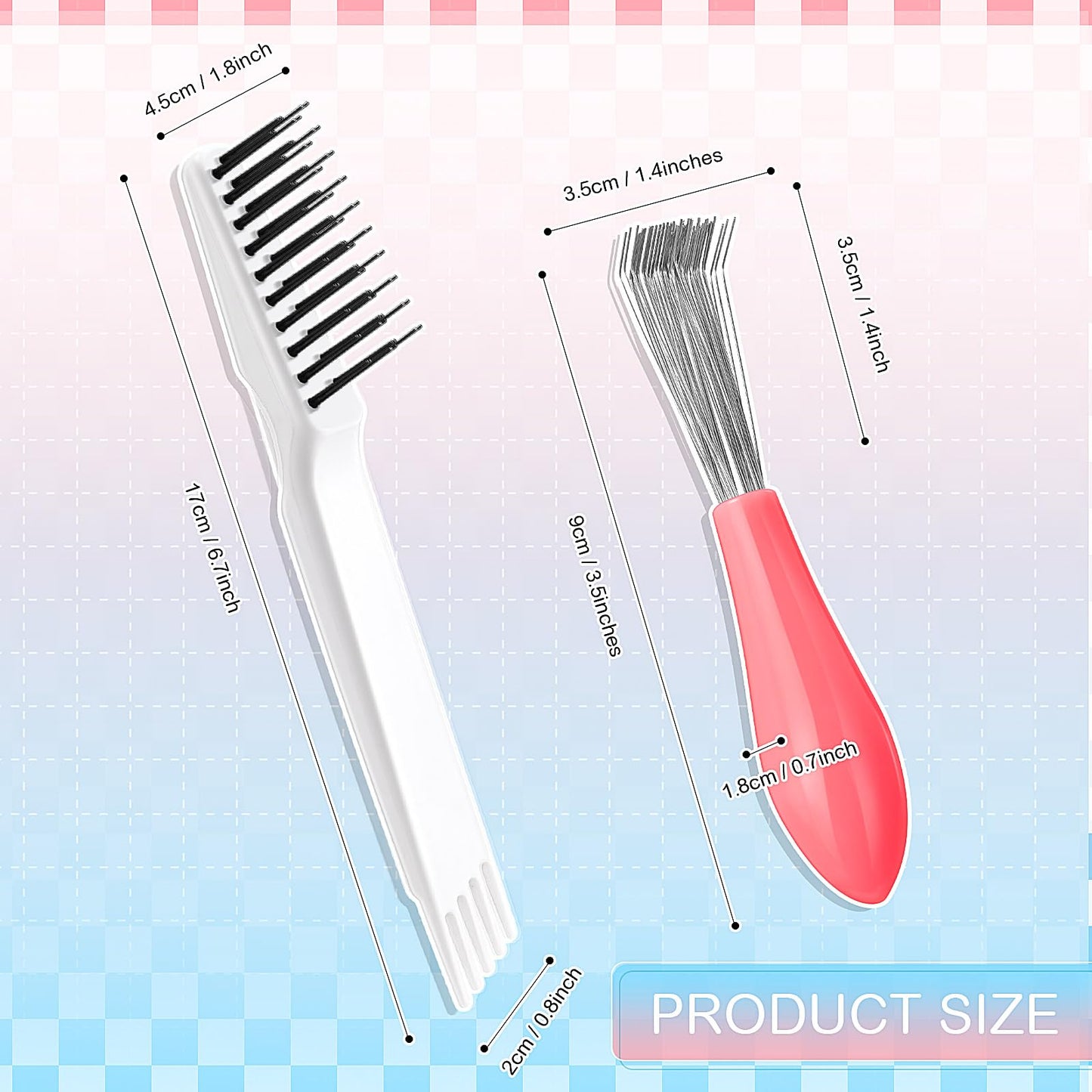 Boao 2 Pieces Hair Brush Cleaning Tool Comb Set 2-in-1 Mini Hair Brush Dirt Remover with Metal Wire Rake for Removing Dust Home
