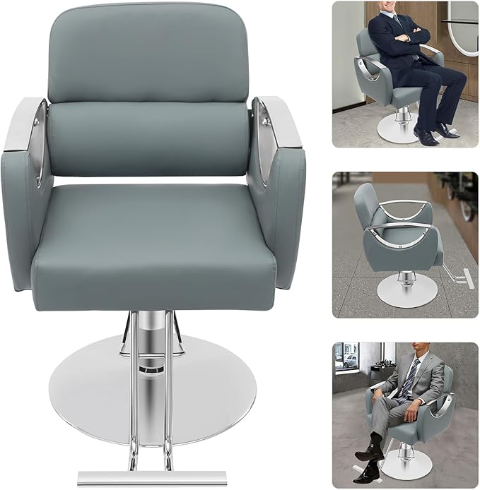 Barber Salon Chair, Salon Chairs for Hair Stylist,hair Chair with Heavy Duty Hydraulic Pump & Footrest, 360 Degrees Rolling Swivel Spa Beauty Equipment for Hair Stylist Women Man, 440 Lbs (Haze Blue)