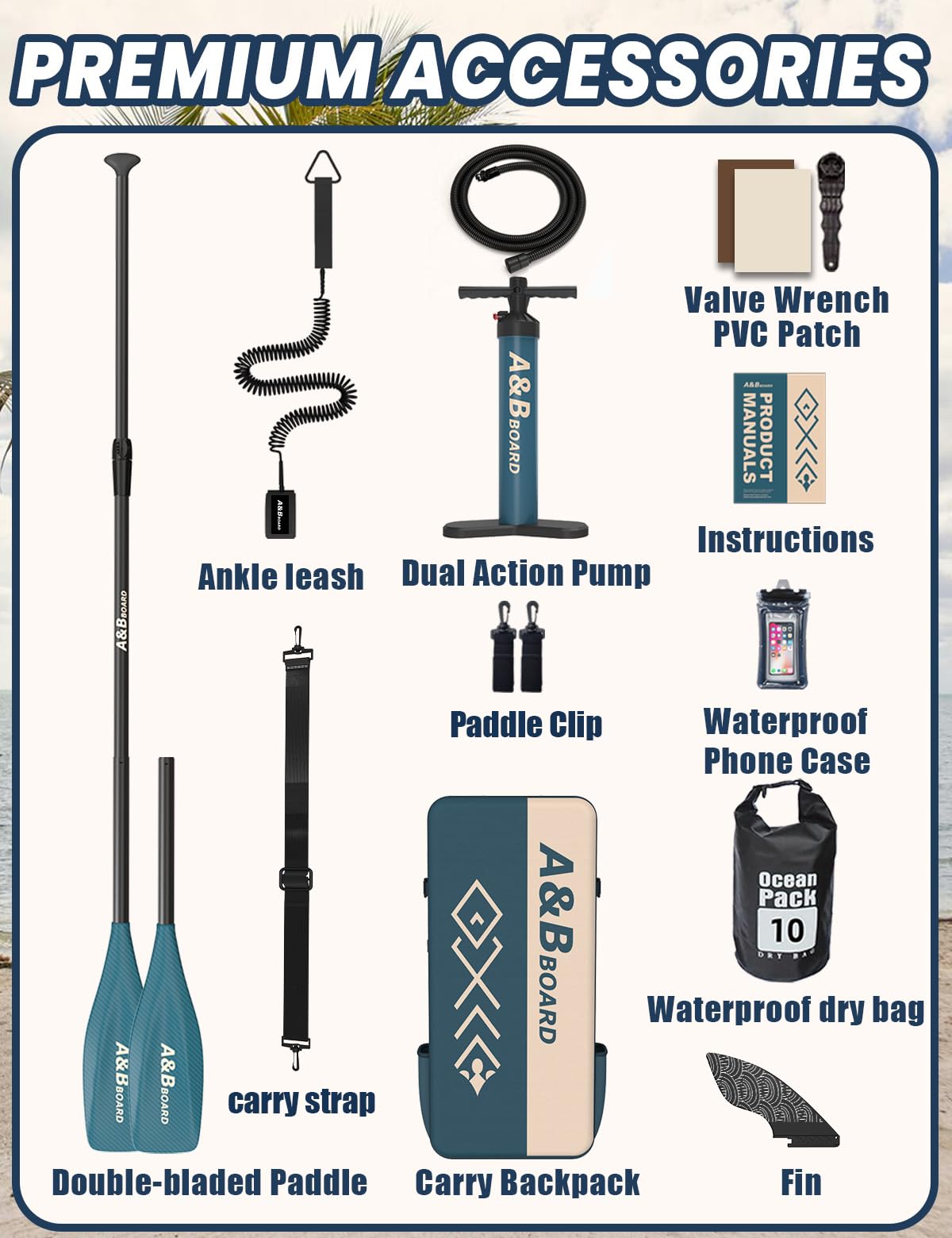 ABBOARD Inflatable Stand Up Paddle Board - 11 Ft Extra Wide Fishing Paddleboard with Sup Accessories for Beginner Adults Youth