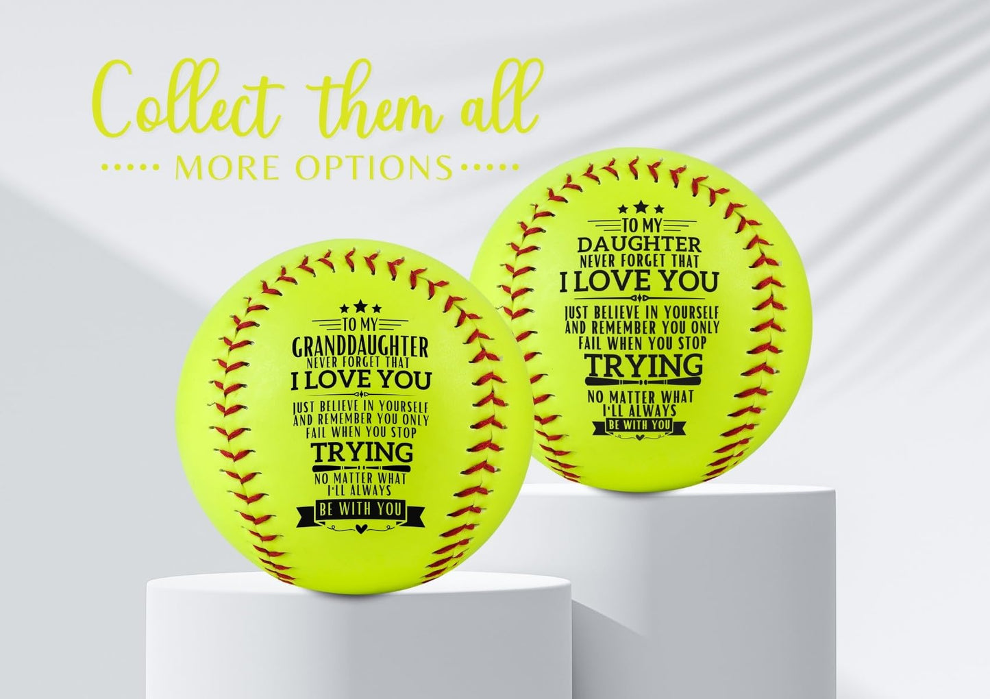 CybGene Softball Gifts for Granddaughter Girls from Grandma Grandpa Grandparents for Birthday Graduation Christmas, Printed Softball Ball 12" - to my Granddaughter
