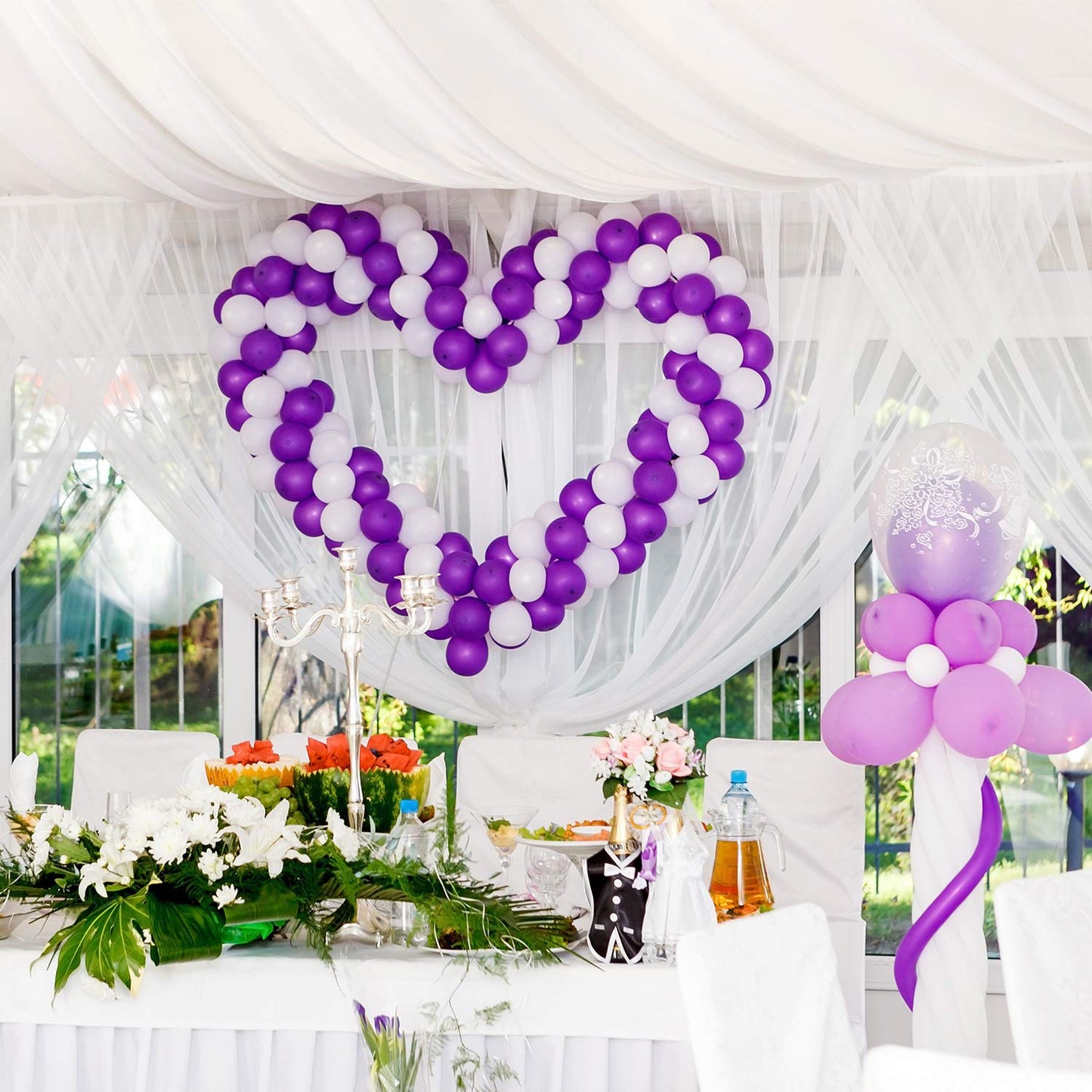 Tatuo Balloon Arch Kit Balloon Garland Decorating Strip Kit 2 Rolls Tape Strips with 2 Rolls Glue Points Stickers(Single Hole)