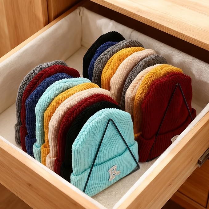 Kathfly 2 Pcs Beanie Organizer Holder Metal Hat Display Rack Beanie Storage Hat Display Stand for Winter Cap Entryway Tabletop Bedroom Closet Dresser Room Office(Black)