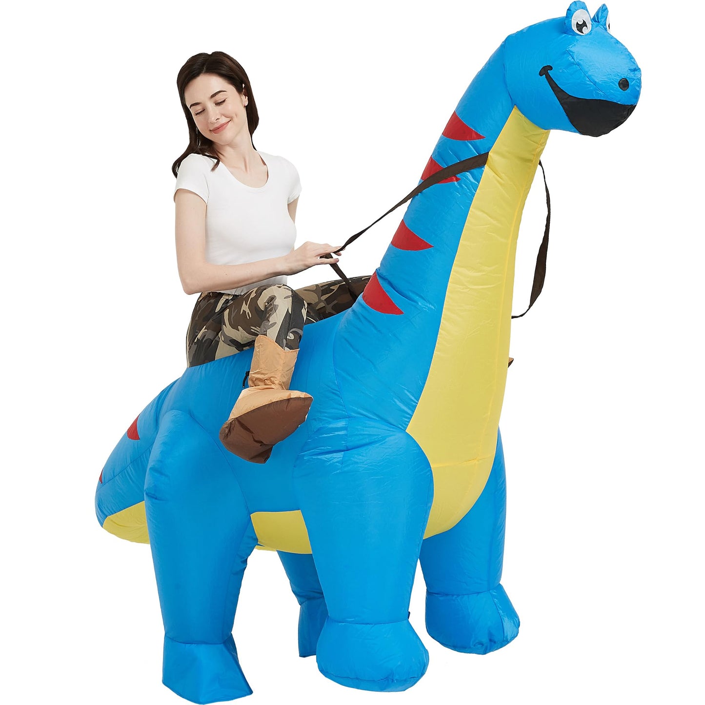 One Casa Inflatable Dinosaur Costume Riding Diplodocus T Rex Air Blow up Funny Party Halloween Costumes for Adult