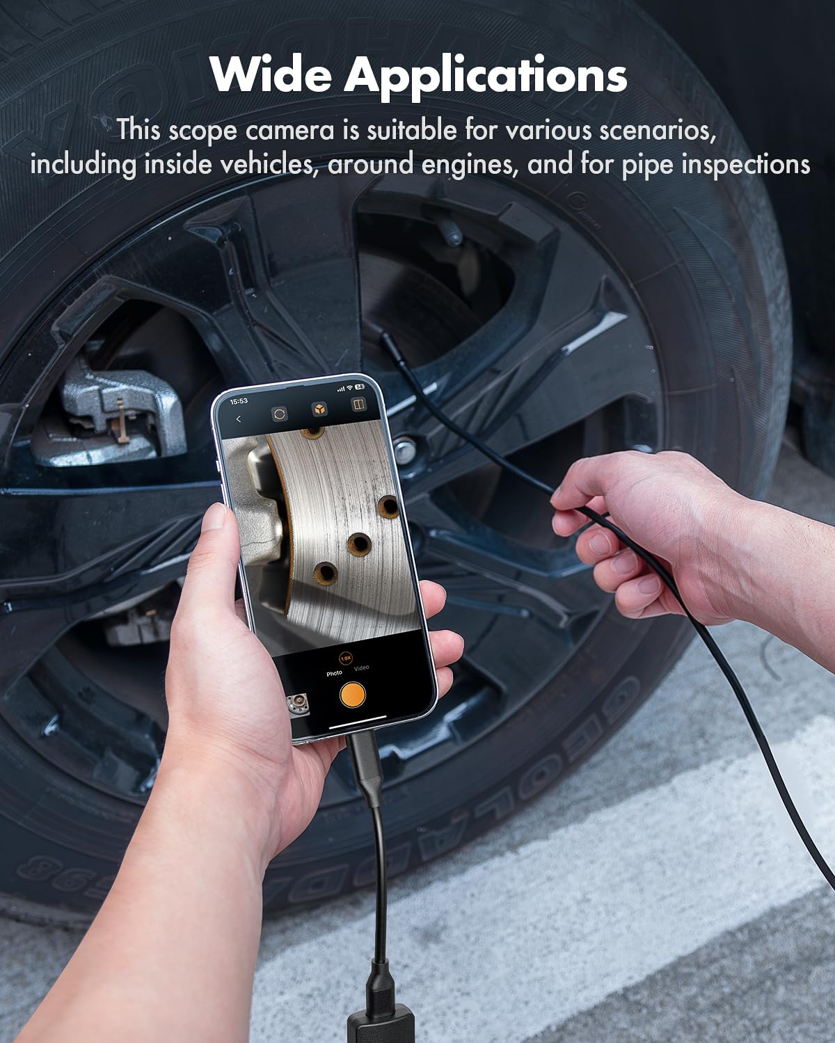 Anykit USB Endoscope Camera with 8 Adjustable LED Lights, Borescope with Semi-Rigid Snake Camera, IP67 Waterproof Inspection Cam Compatible with iPhone and Android Devices (9.8 ft)