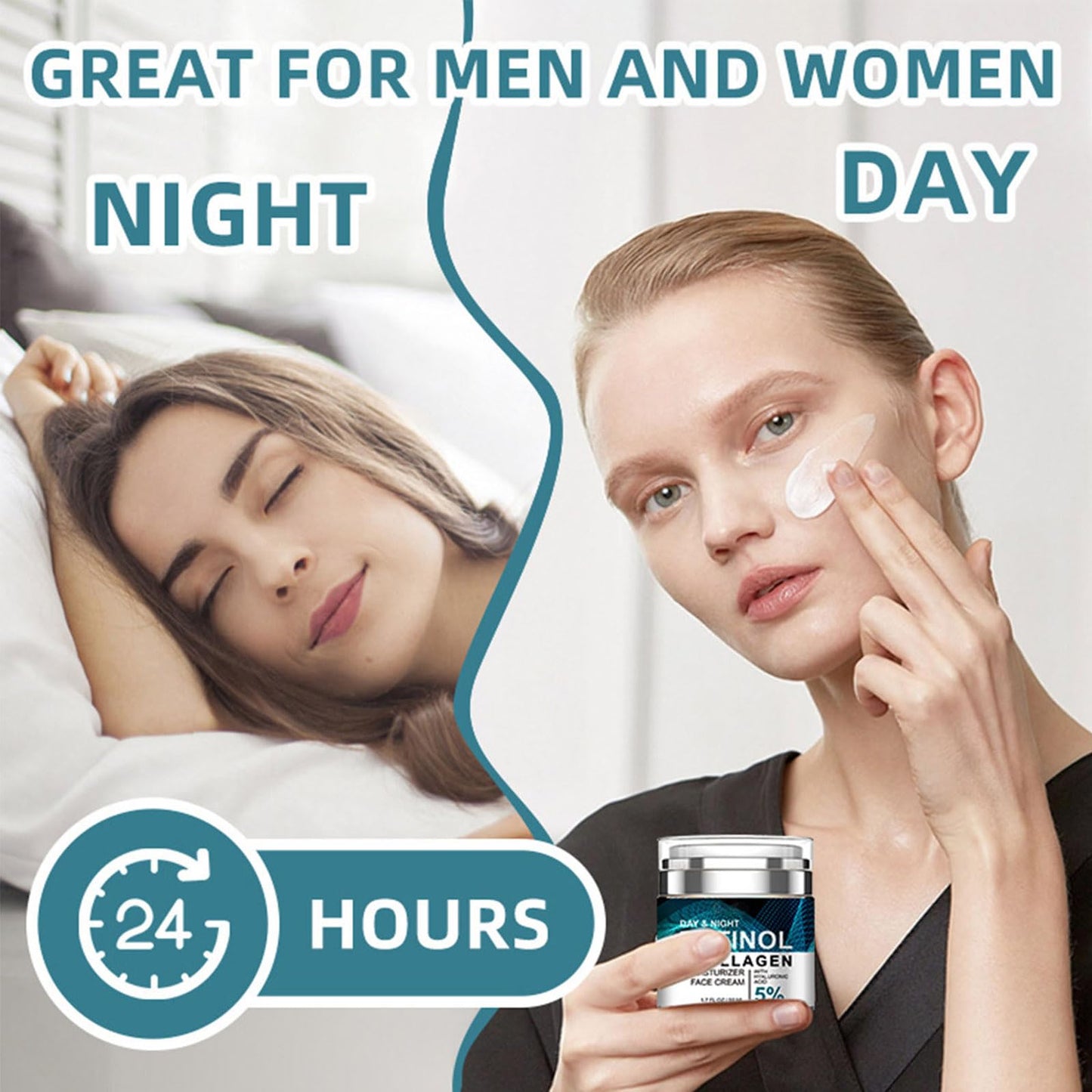 Advanced Retinol Collagen Cream for Face with 5% Hyaluronic Acid Anti-Aging Cream Anti-Wrinkle Reduce Fine Lines Lifting and Fir
