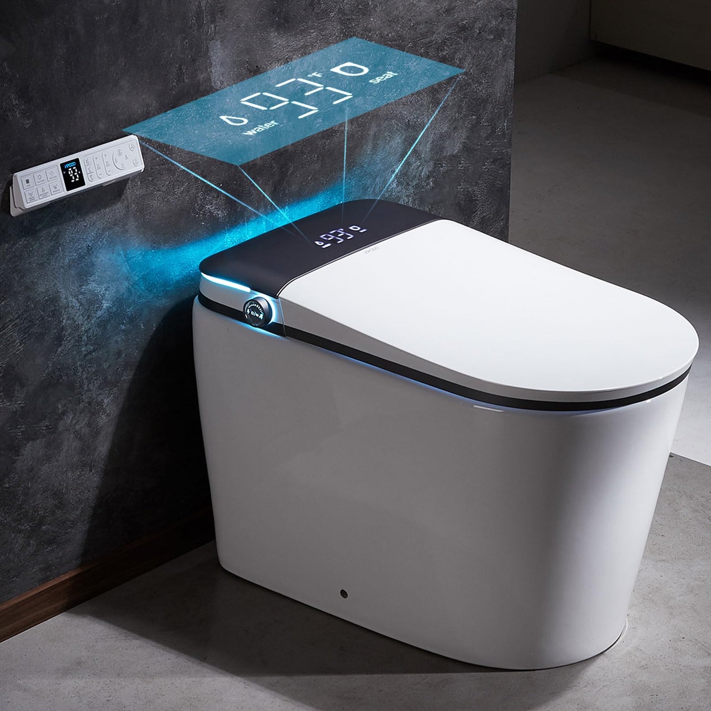 VIPOOO Smart Toilet with Bidet Built In- U-Widening Heated Seat, Foam Shield, Automatic Modern Intelligent Toilet With User Definition, Foot Sensor Flush, Warm Water Dryer VIP-U02PRO