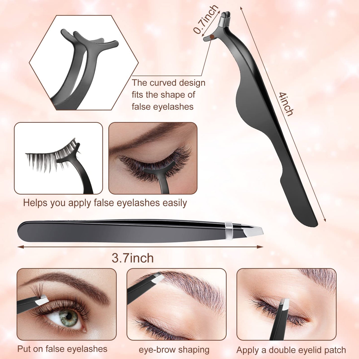 Bencailor 17 Pcs Eyelash Curlers Kit Lash Curler Eyelash Comb Seperator Extension Tweezers Eyebrow Brush Scissors False Eyelashe