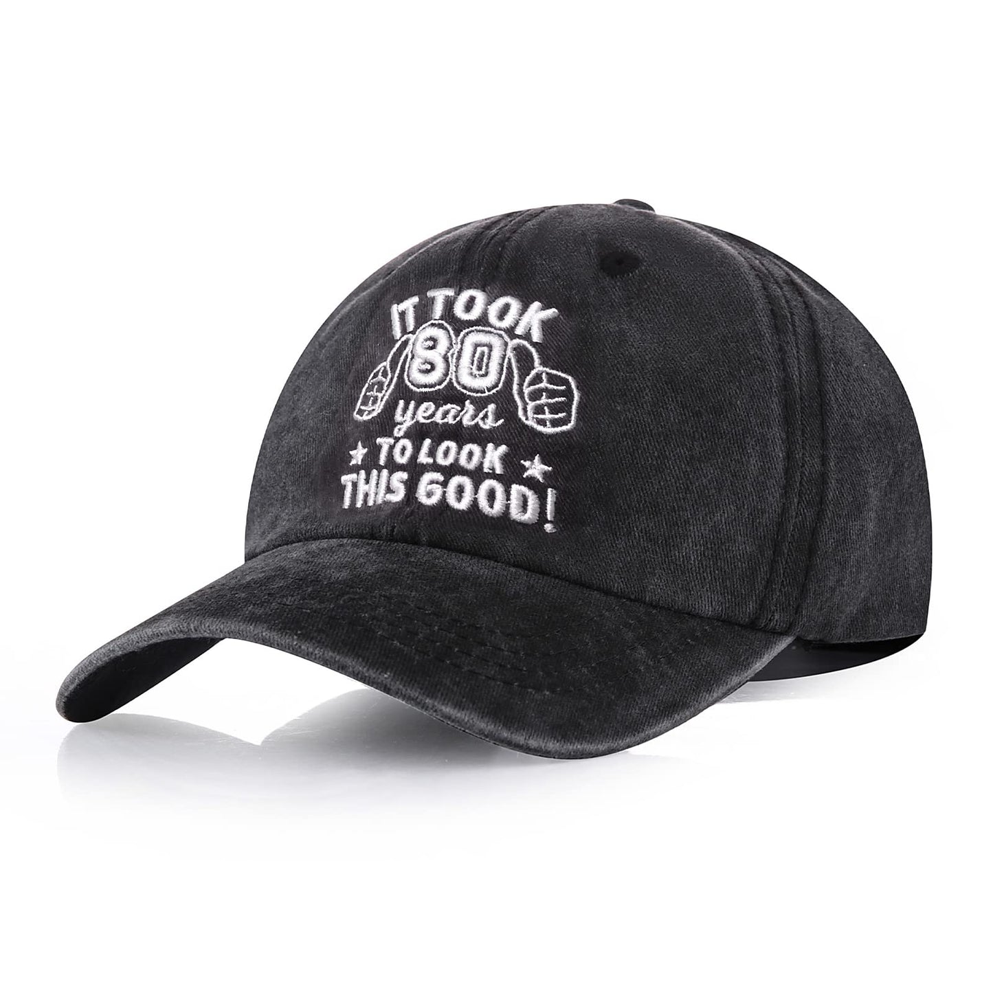 80th Birthday Gifts for Men Women, Vintage 80th Happy Birthday Gift Ideas Baseball Caps Adjustable, Funny 80 Year Old Washed Cotton Hats for Him Her Dad Mom Uncle Aunt Friends