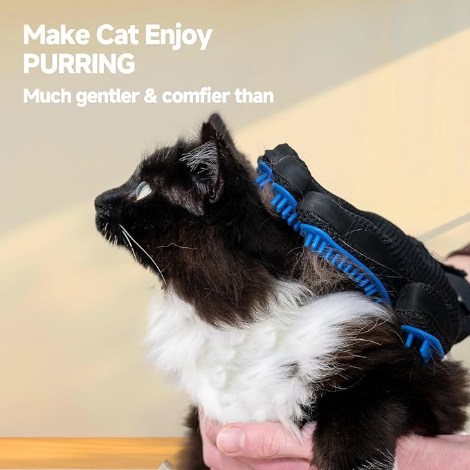 Pet Hair Removal Glove 2-in-1 Pet Grooming Glove for Dogs & Cats, Quick Shedding Control and Furniture Cleaning Reusable & Washable for Sofa Clothing Car Seat