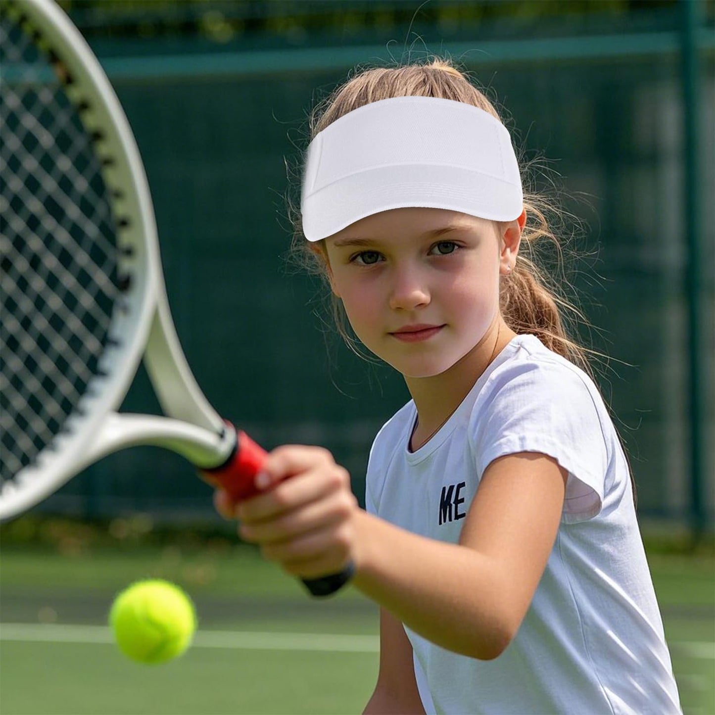 Topbuti Kids Girls Boys Visor Sports Athletic Sun Visor Hats Adjustable Cotton Tennis Golf Visor Hat Beach Hat Baseball Cap (White)
