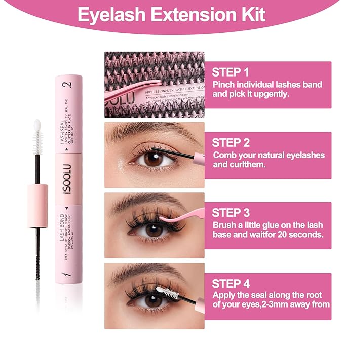 Fairy Lash Clusters Manga Individual Lashes C Curl Wispy Eyelash Clusters WideSpan Eyelash Extension Kit with Lash Bond and Seal Wet-Look Spiky Cluster Lashes (50D 9-16mm D 0.07)