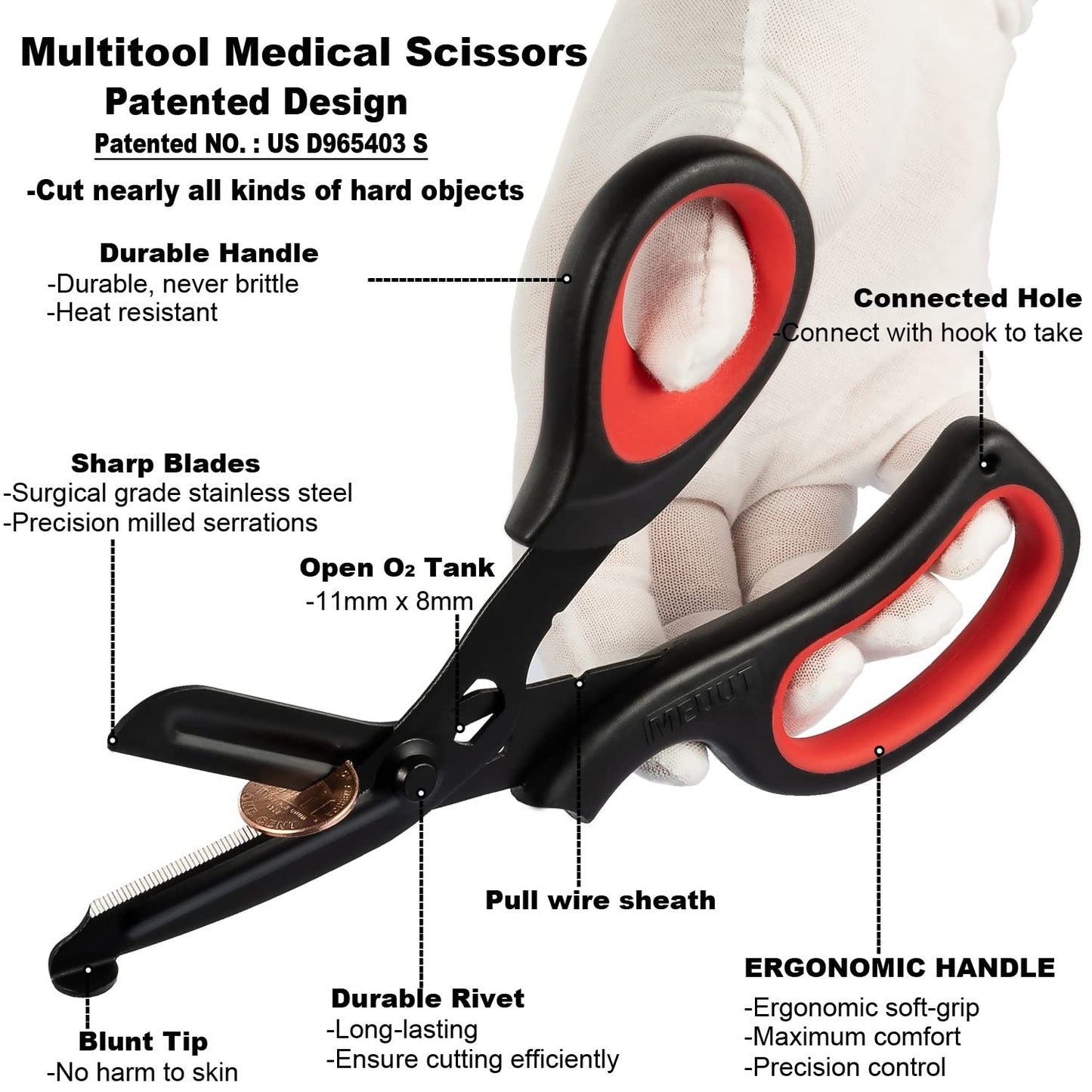 MEUUT 2 Pack Medical Scissors Trauma Shears for Left and Right Hand -8 inch Patented Bandage Scissors Heavy Duty Surgical Grade EMT Scissor for EMT Workers Doctors Nurses