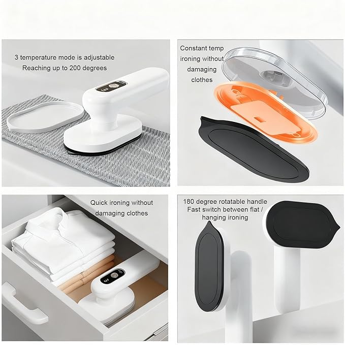 Diydeg Travel Steamer, Portable Handheld Steamer, 5s Heat Up Lightweight Cordless Garment Iron with Handle, 3 Steam Mode, 40 Minutes of Continous Steam for Travel, Business, Home