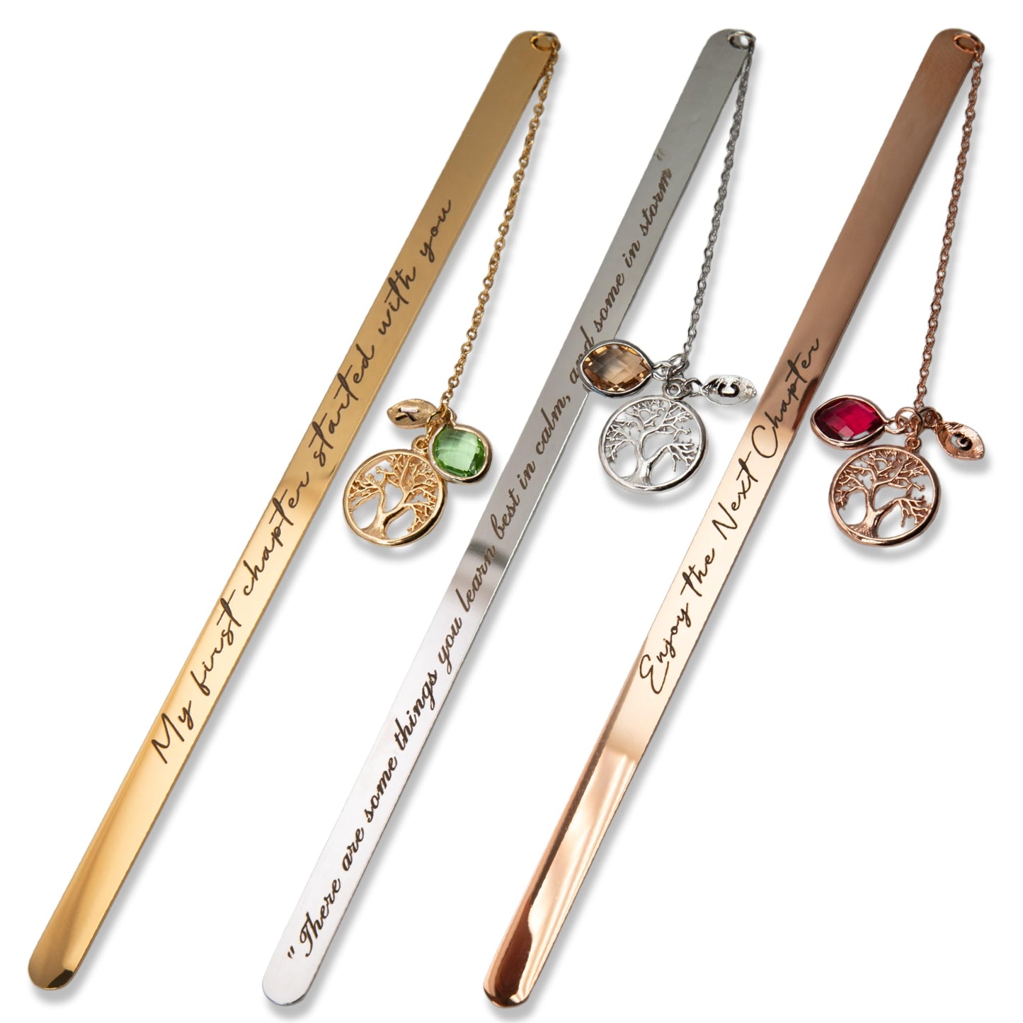 Personalized Bookmark, Birthstone, Initial, and Tree of Life Charm, Custom Birthday Gift for Book Lovers, Mom, Grandma, Graduation Gift for Her – BM