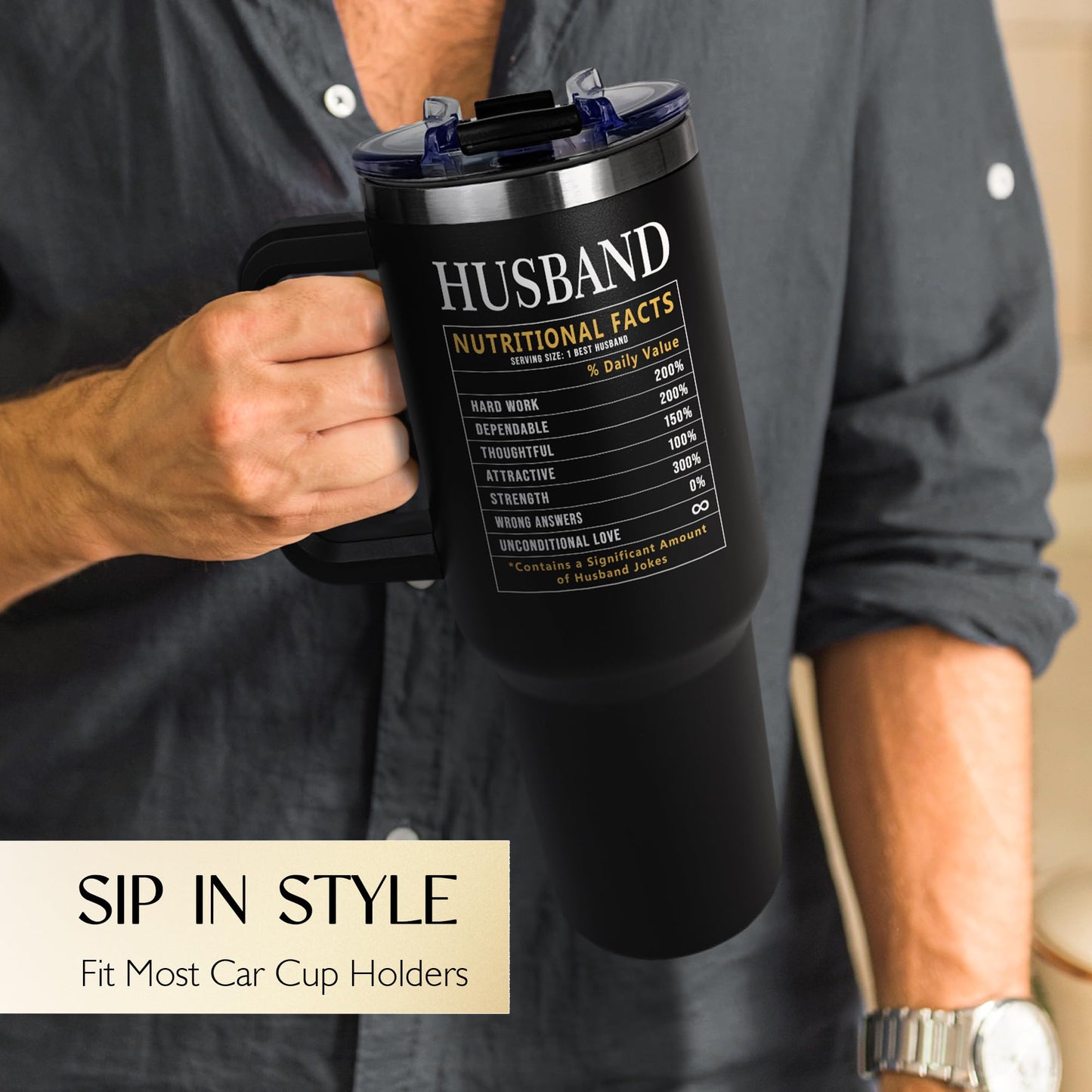 Gifts for Husband from Wife - Birthday Gifts for Husband - Anniversary Wedding Gift for Men - Christmas Valentines Day Gift for Him - Best Husband Ever Gifts - To My Man 40 Oz Tumbler